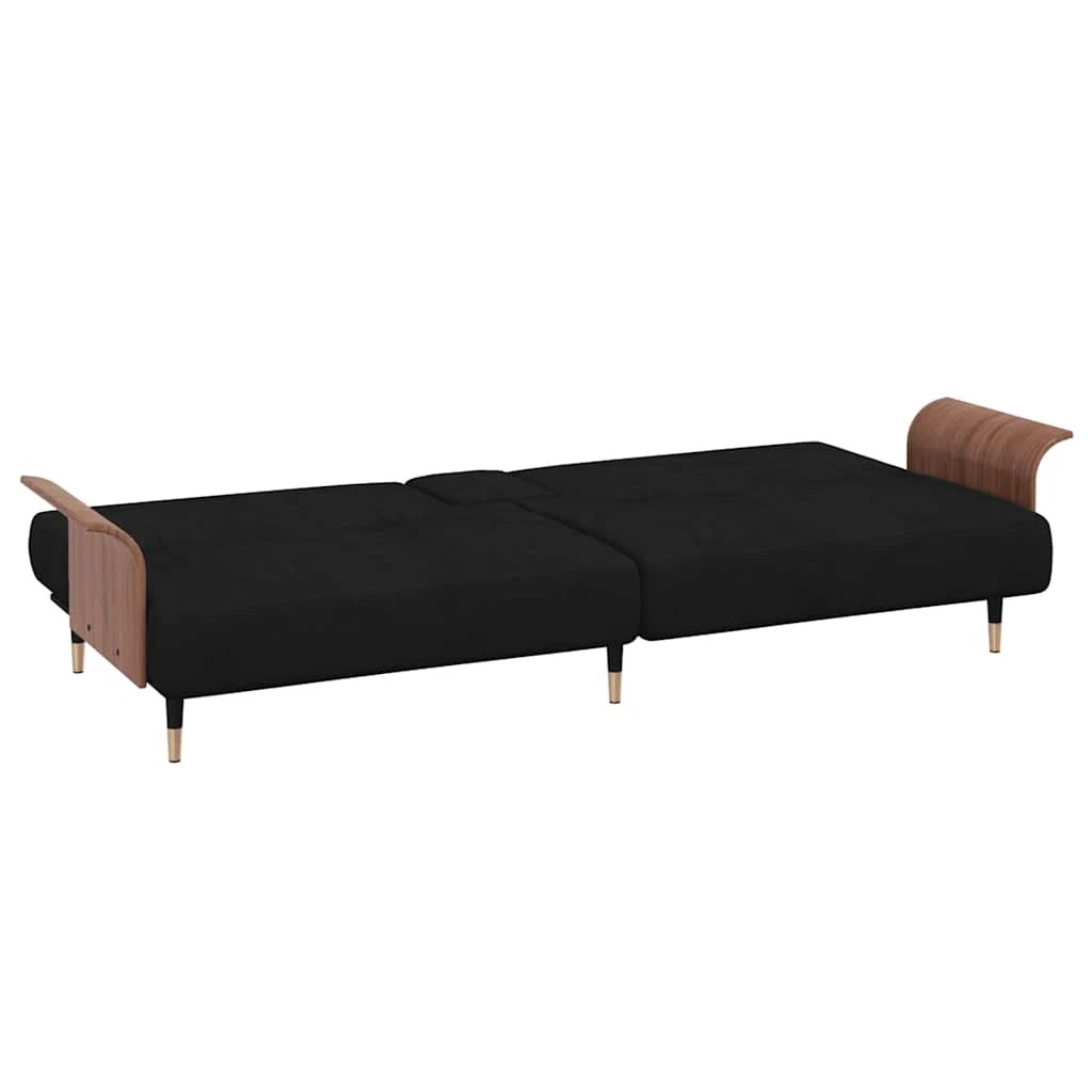 8 Vidaxl Sofa Bed With Cup Holders Velvet - Black, 8 of 10