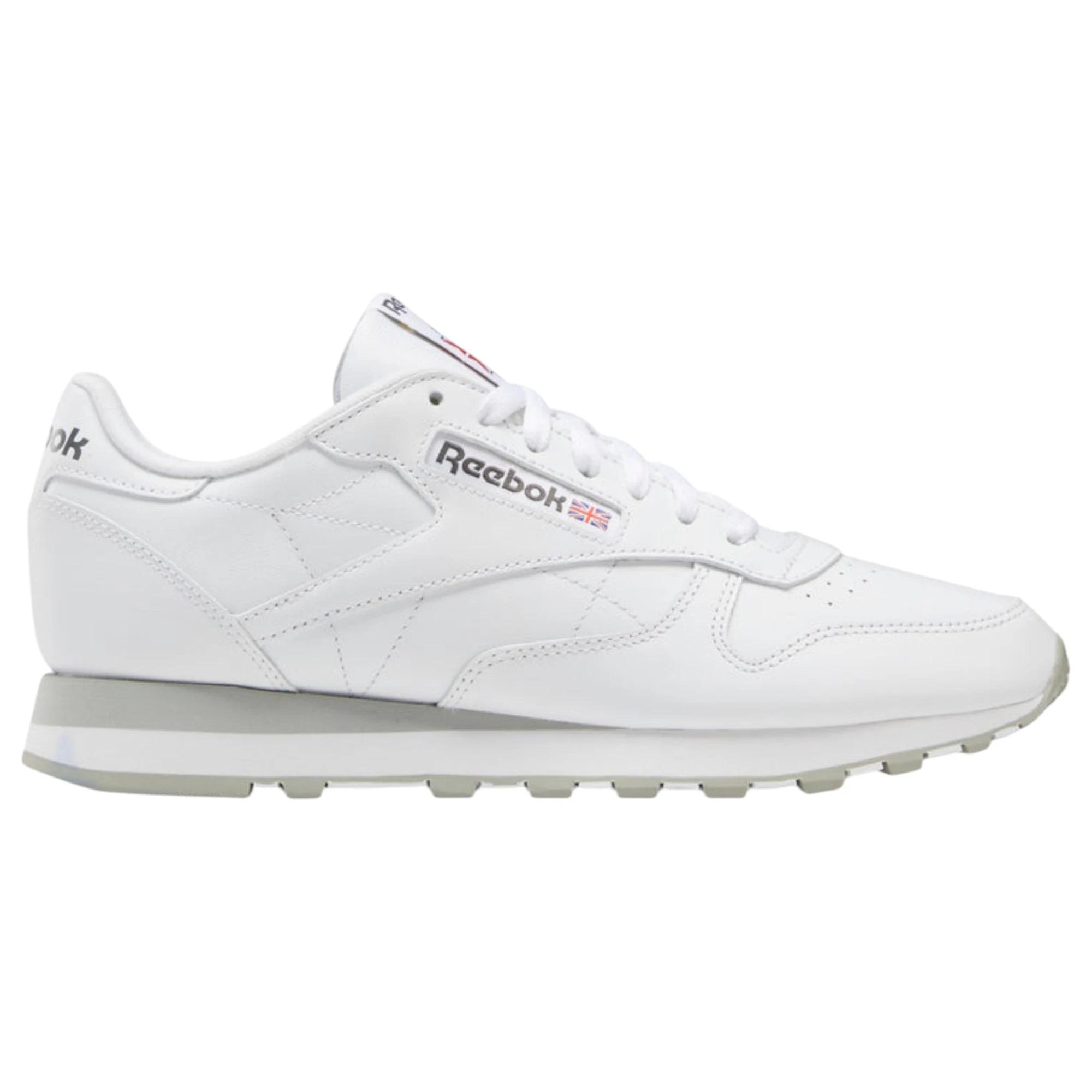 1 Reebok Mens Classic Leather Casual Shoes WHITE/GREY, 1 of 8