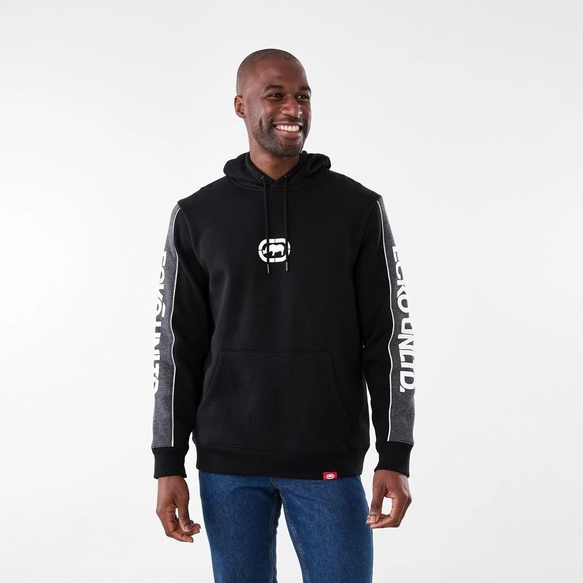 1 Ecko License Panelled Hoodie Black, 1 of 8
