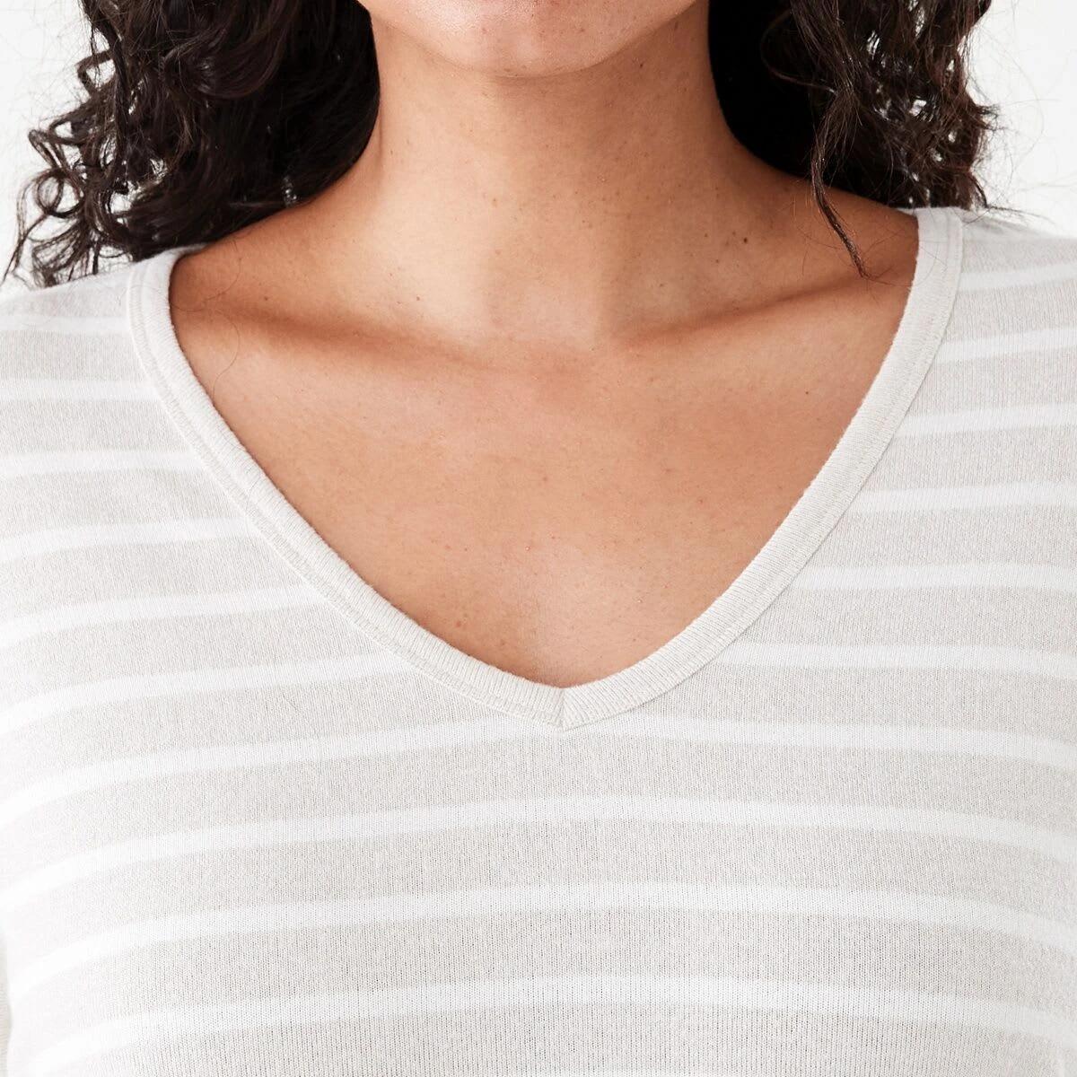 5 Long Sleeve Brushed V-Neck Top Tonal Strp, 5 of 5