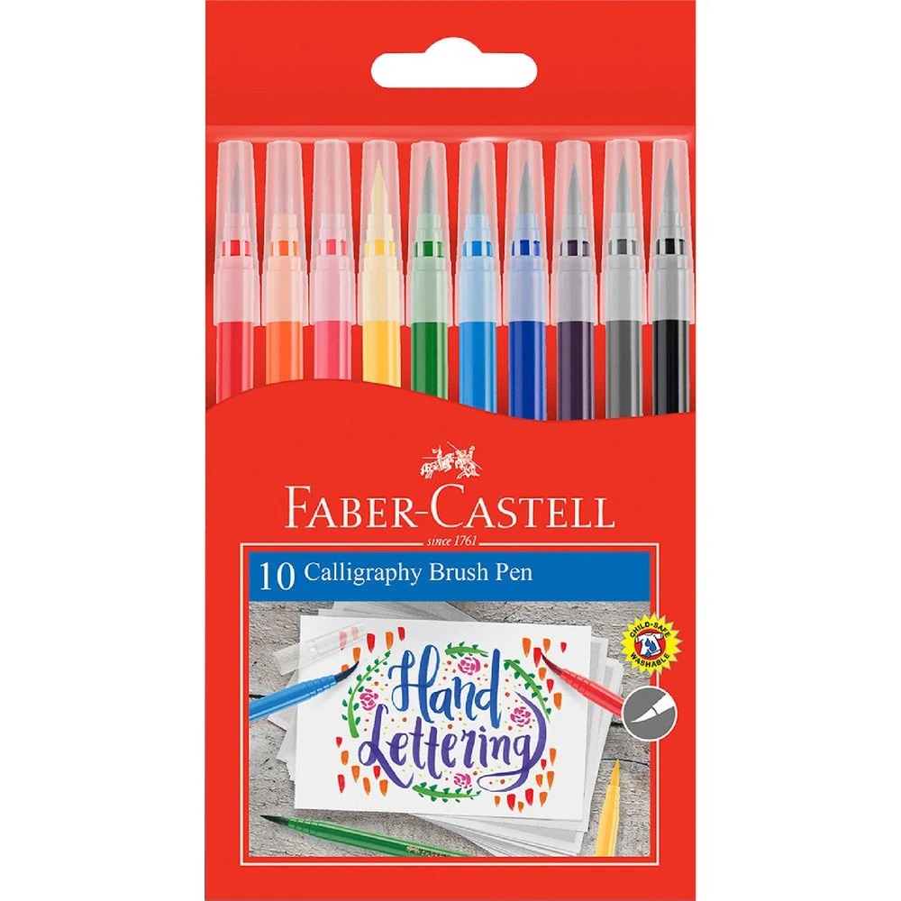1 Faber-Castell Calligraphy Brush Markers Assorted 10 Pack, 1 of 3