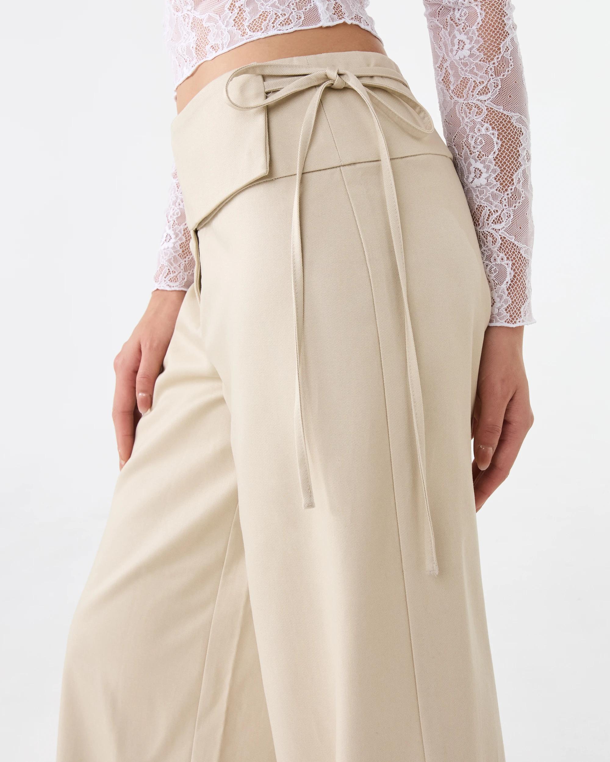 8 Side Tie Wide Leg Pants Light Tan, 8 of 8