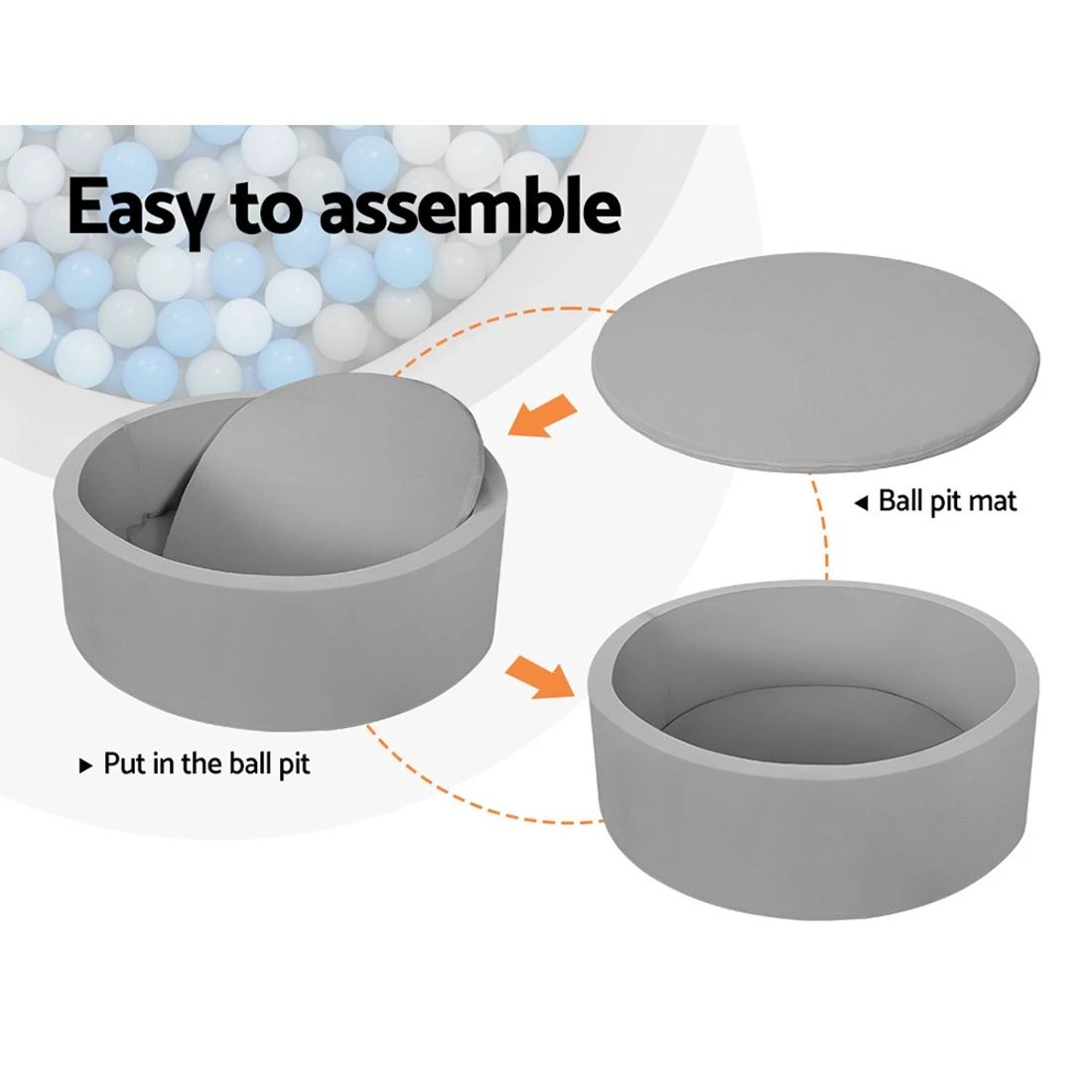 5 Keezi Kids Ball Pit 90x30cm Ocean Foam Play Pool Barrier Toys Children - Grey, 5 of 7