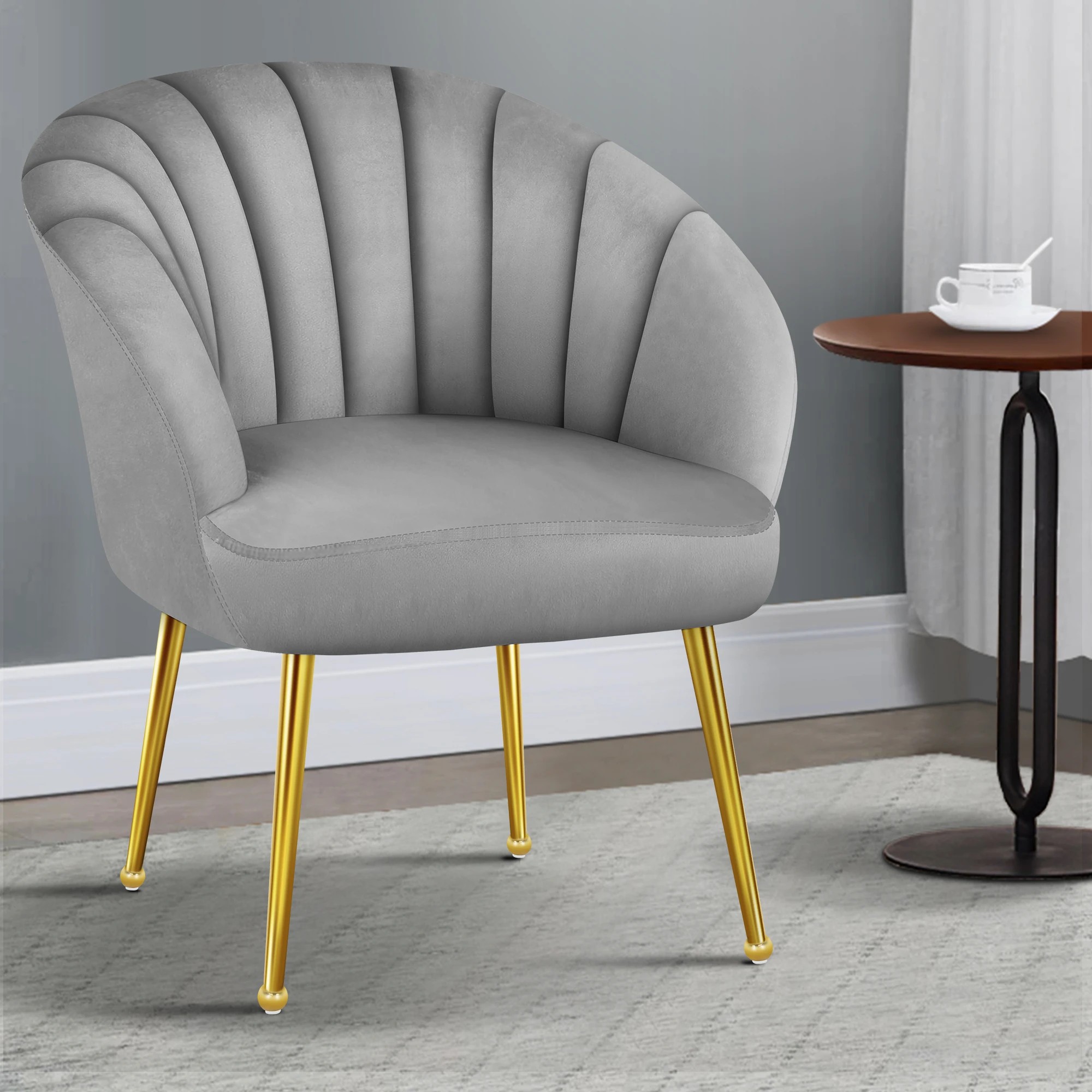 2 Alfordson Armchair Lounge Chair Accent Tub Chair Sofa Couch Velvet - Grey, 2 of 9