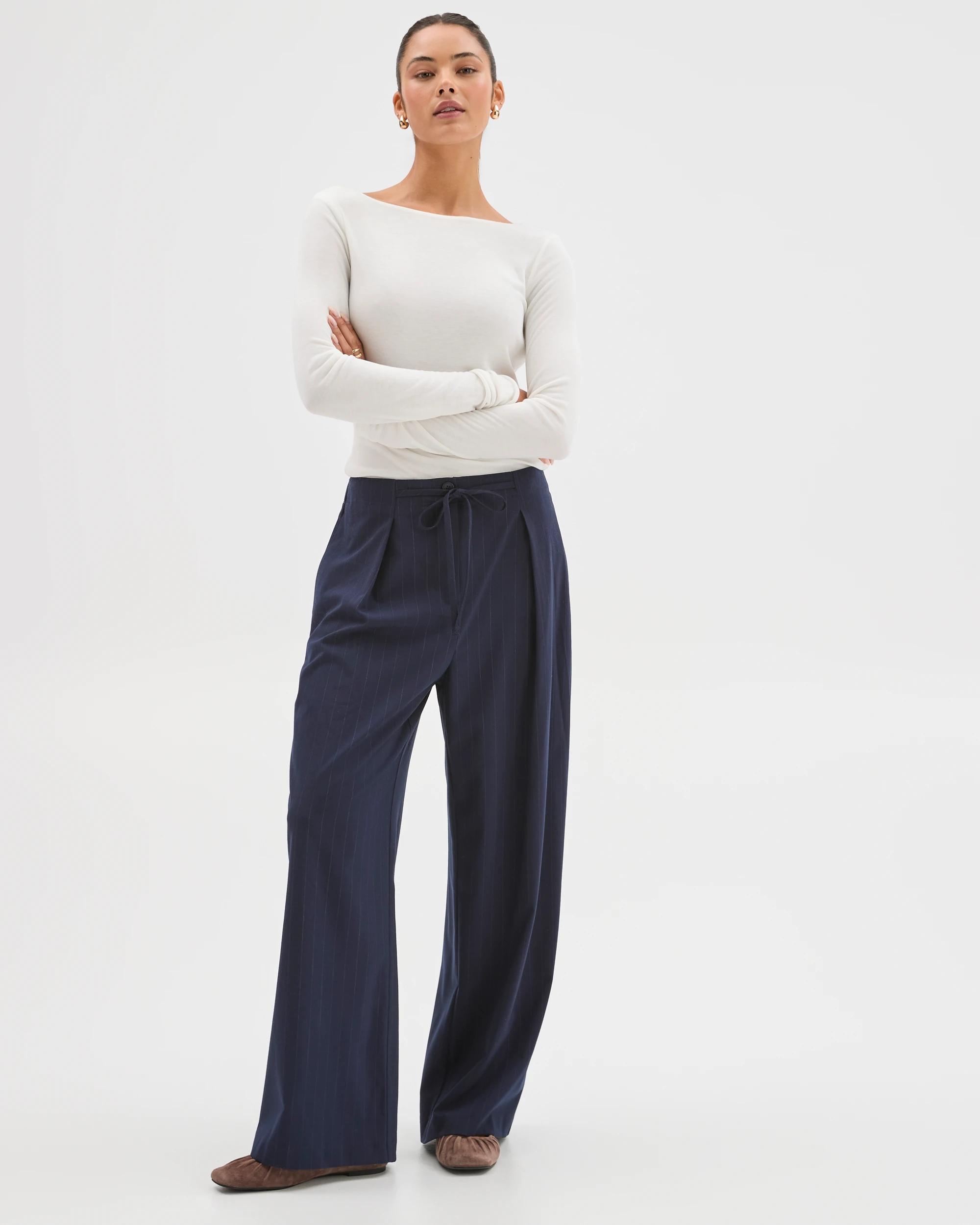4 Lily Loves Tailored Pants NAVY PINSTRIPE, 4 of 7