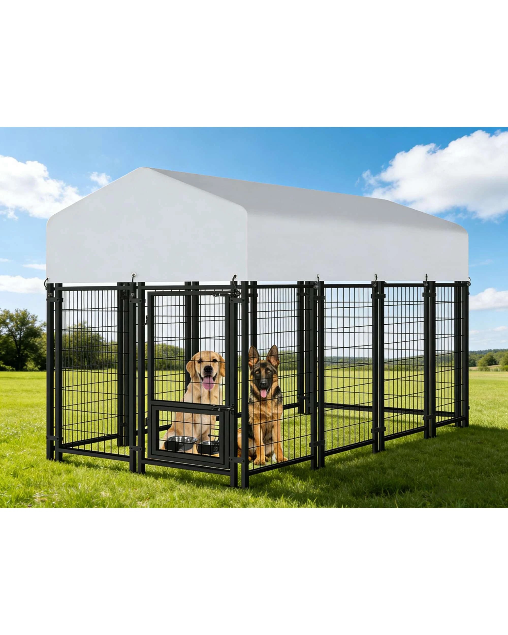 3 Advwin 2.4M Dog Kennel Large House Pet Run Cage Outdoor Enclosure, 3 of 9