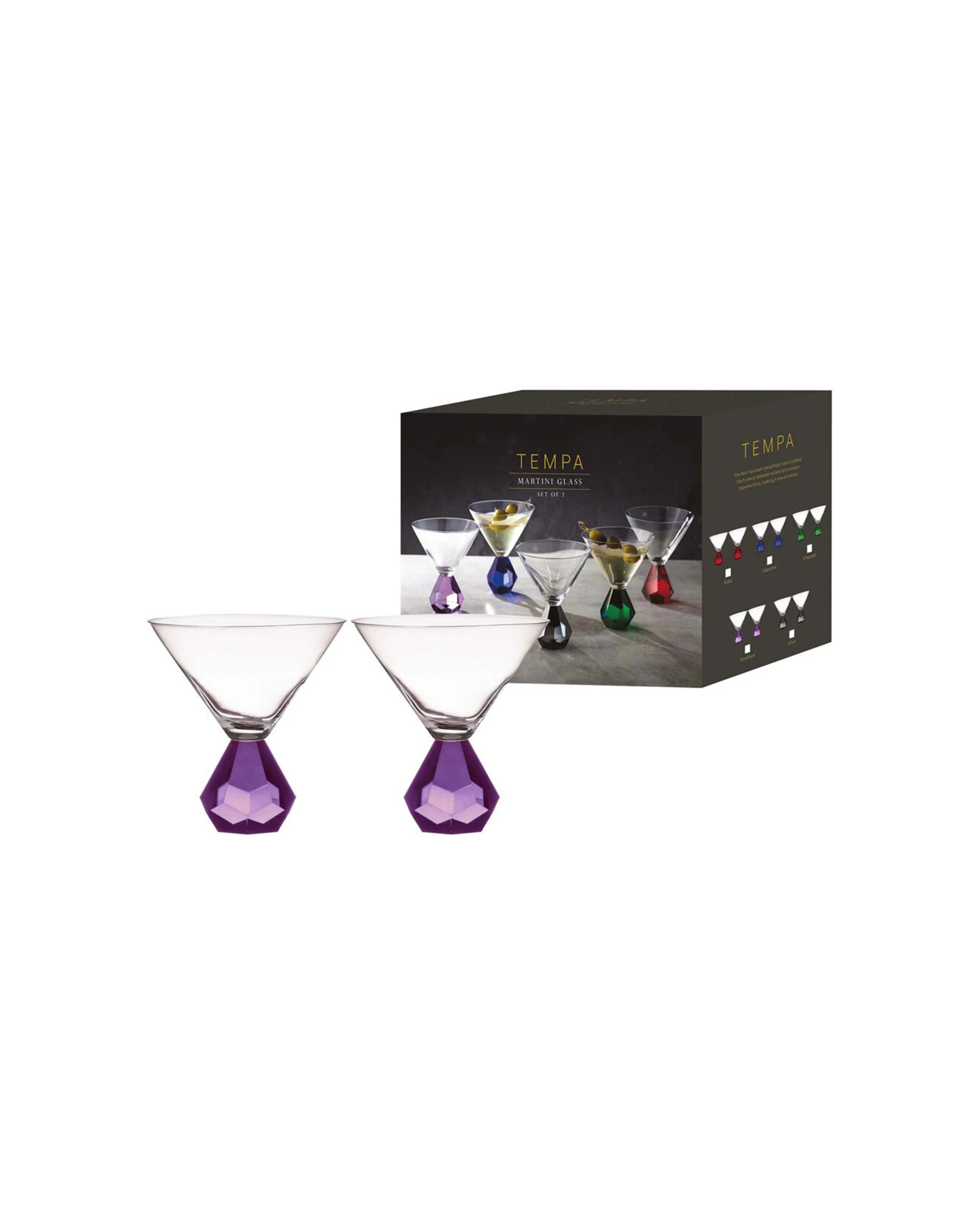 3 Ladelle 2PK Zhara Martini Glass Cocktail Set 200ml Amethyst - Purple, 3 of 3