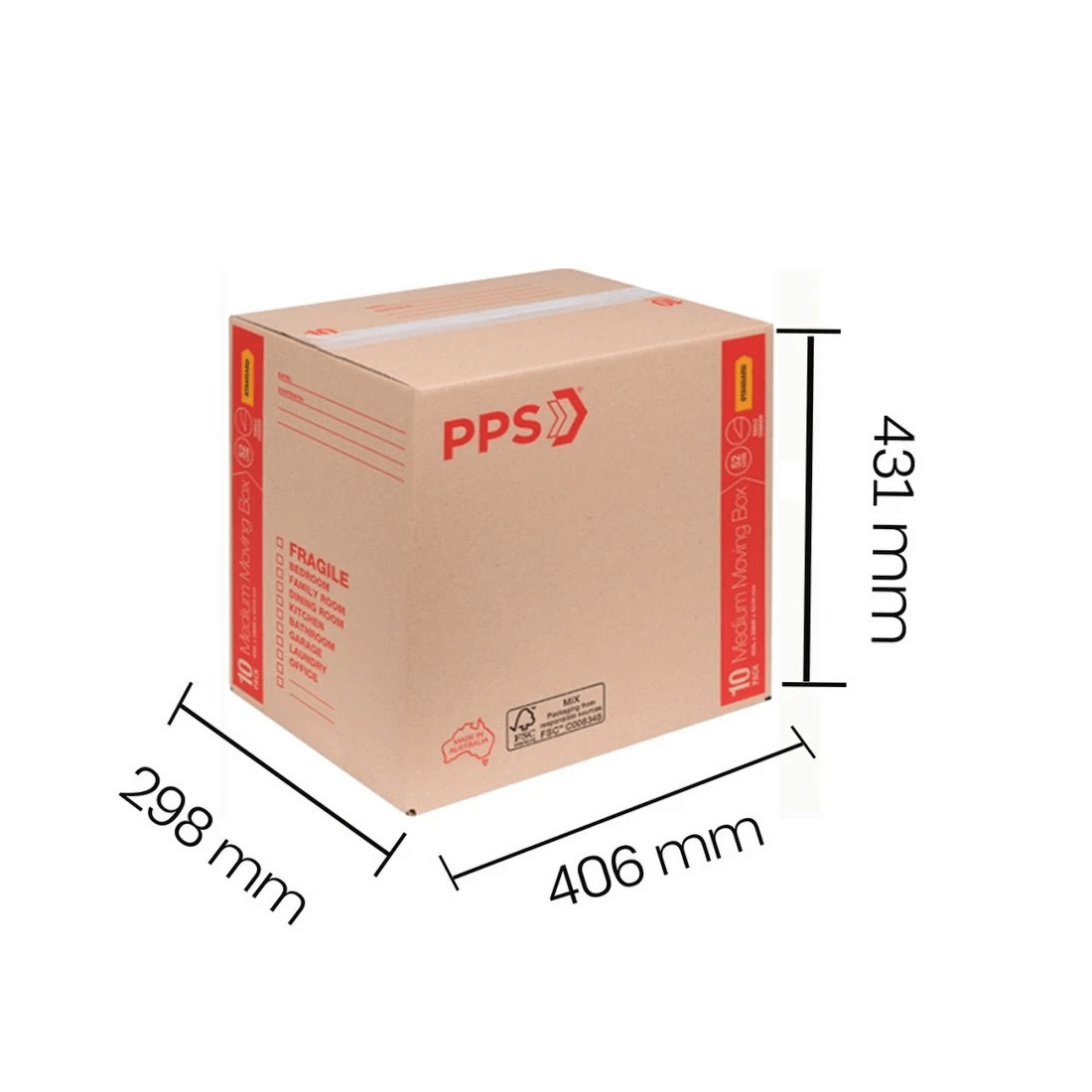 4 PPS Moving Boxes Medium 406 x 298 x 431mm 10 Pack, 4 of 4
