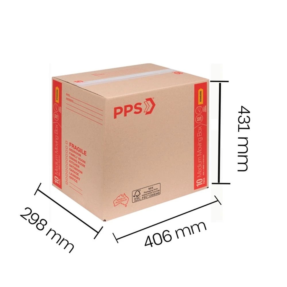 4 PPS Moving Boxes Medium 406 x 298 x 431mm 10 Pack, 4 of 4