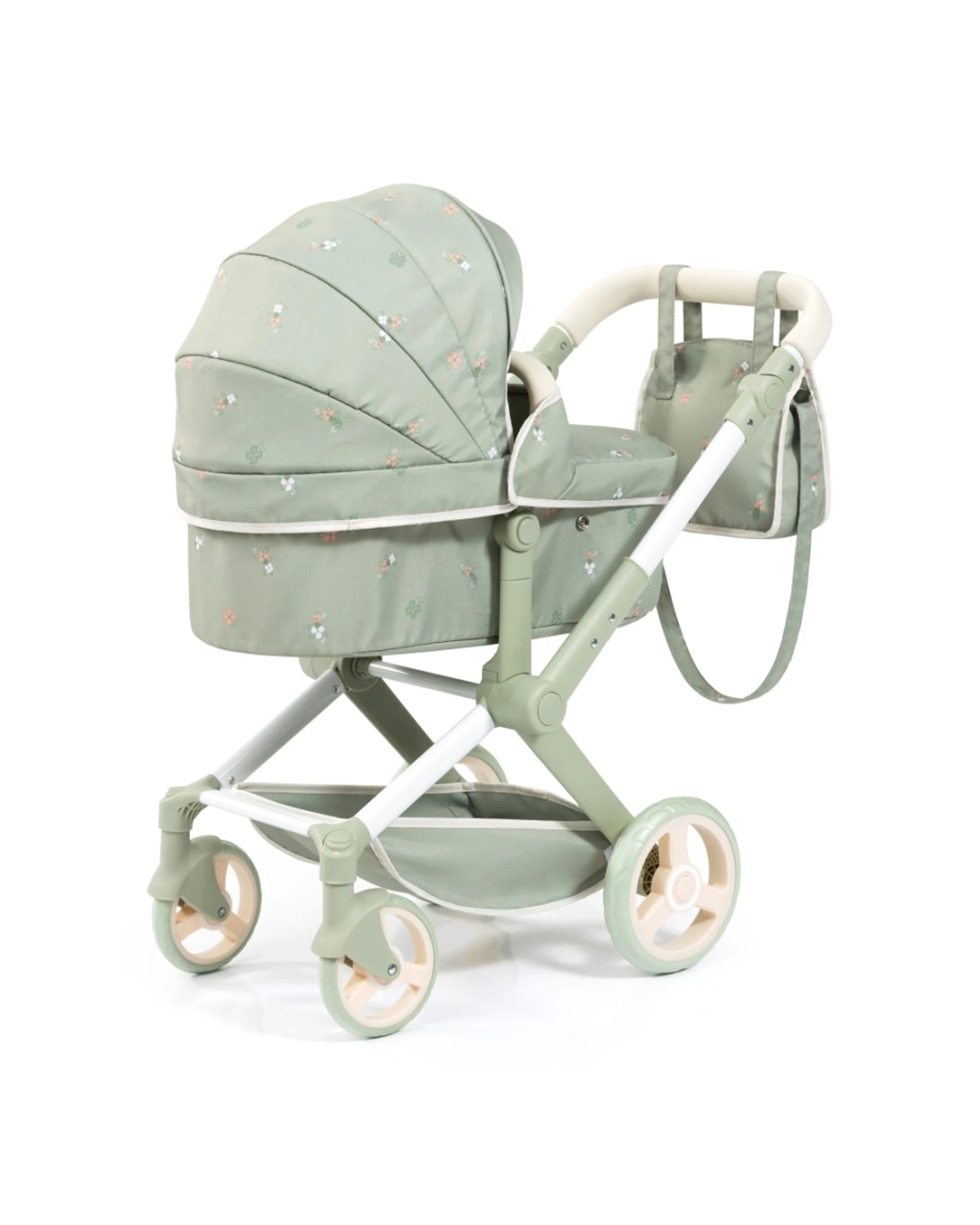 3 Bayer Xeo Doll Pram Flower Convertible Jogger Adjustable Handle For Dolls 52cm Sage - Green, 3 of 7