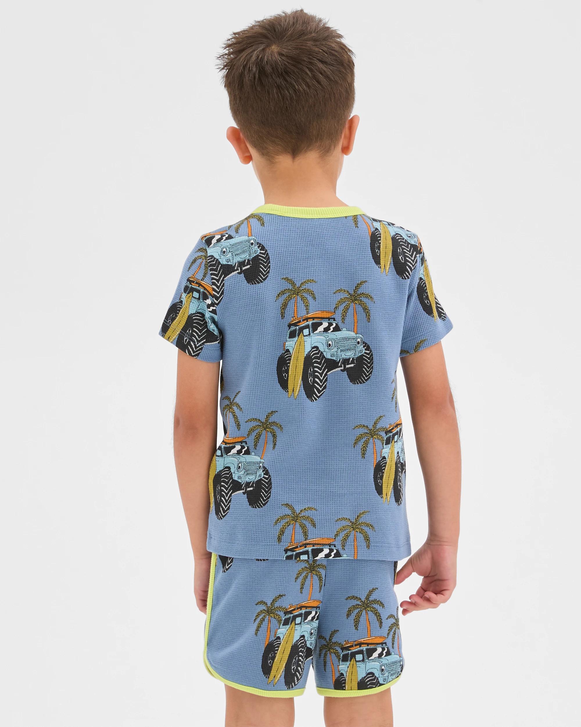 4 Target Kids Organic Cotton Younger Boys Elevated Knit Waffle Pyjama Set MULTI SURF VAN, 4 of 6