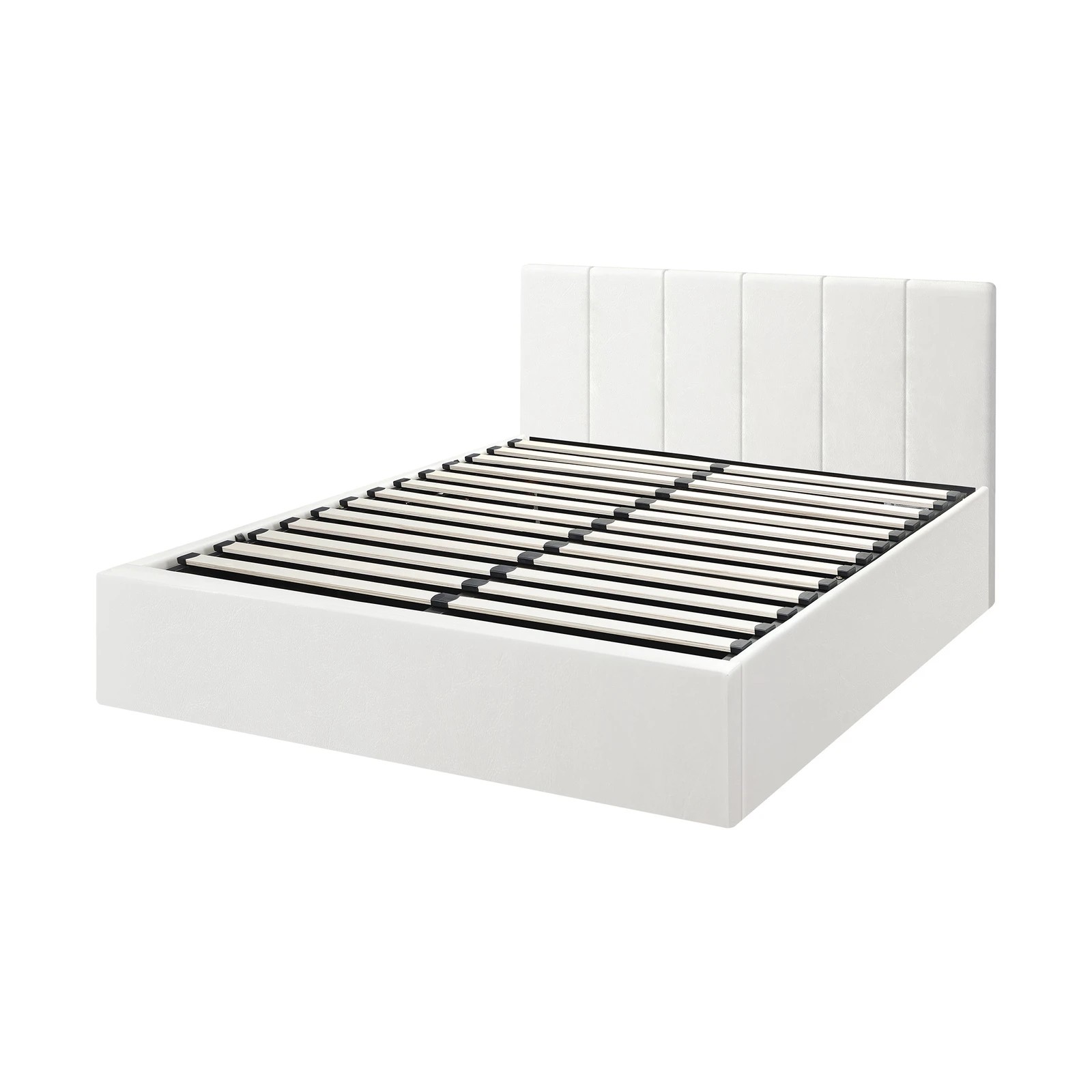9 Oikiture Double Bed Gas Lift Base With Storage Bed Frame
 - White, 9 of 10