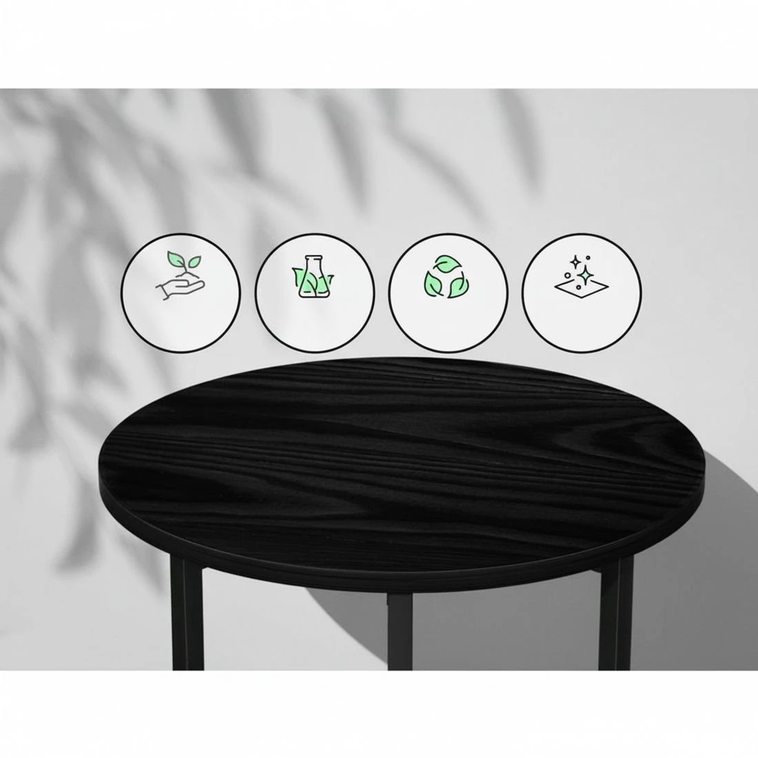 6 Artiss Coffee Table Side Table Round Black Martha - Black, 6 of 7