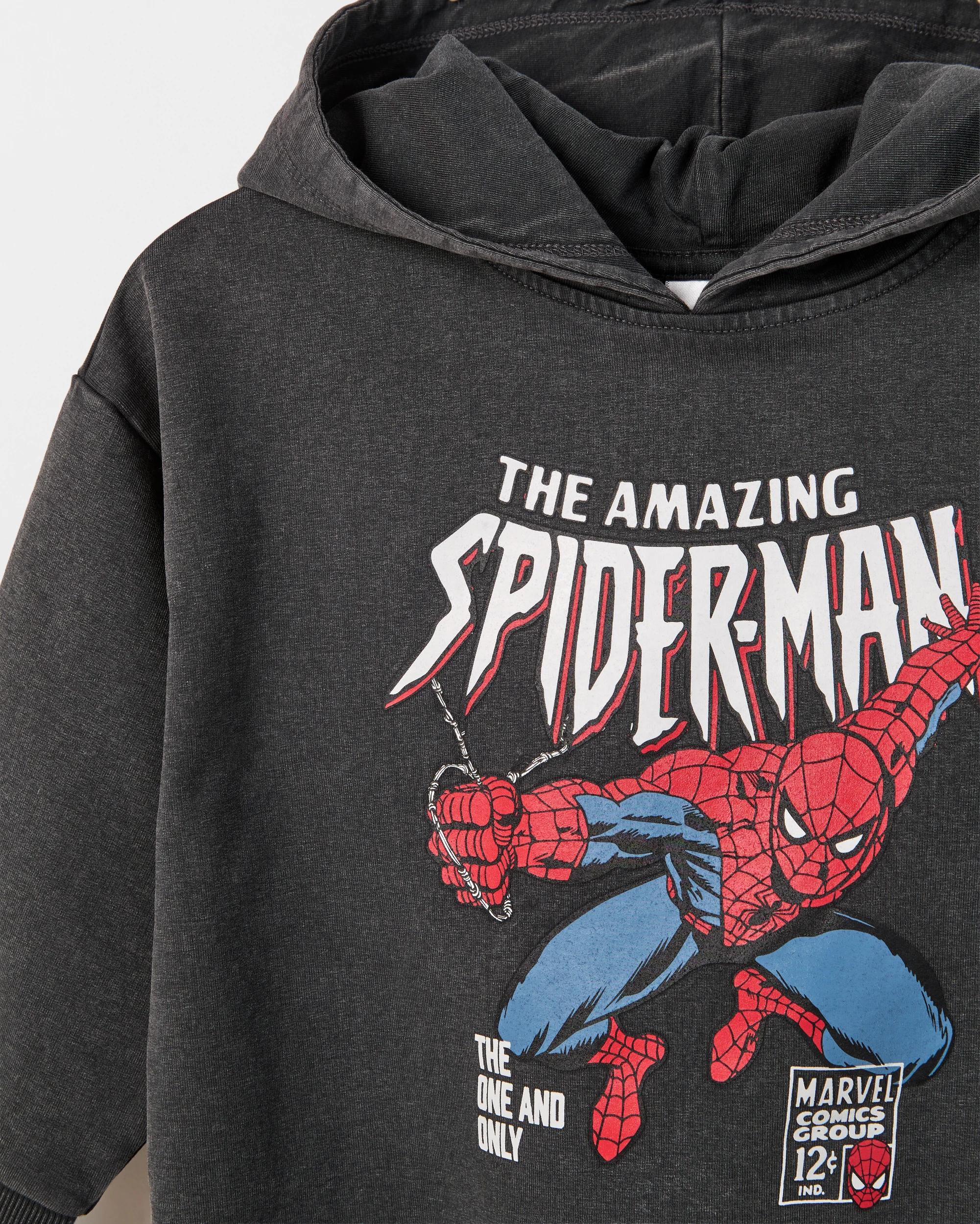 2 Disney Marvel Spider-Man Australian Cotton Oversized Washed Sweat Hoodie CHARCOAL, 2 of 2