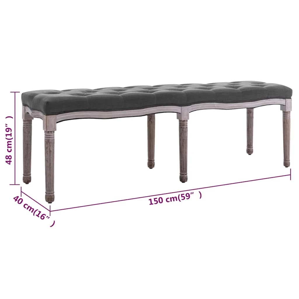 6 Vidaxl Bench Linen Solid Wood Dark - Grey, 6 of 6