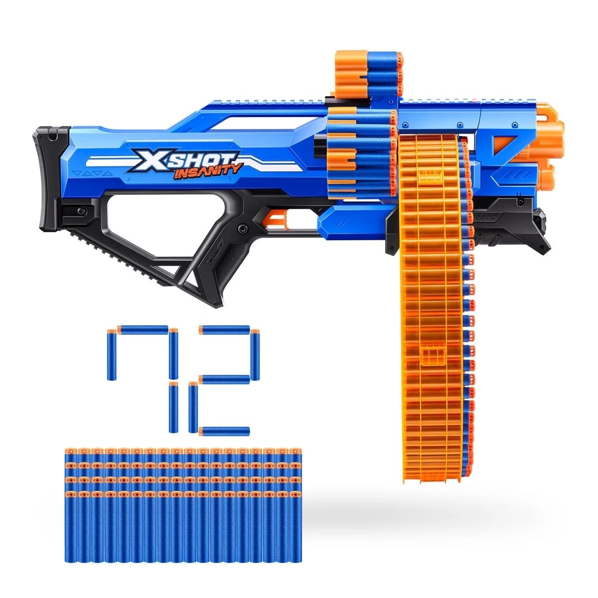 2 Zuru X-Shot Insanity Mad Mega Barrel Blaster 72 Darts, 2 of 6