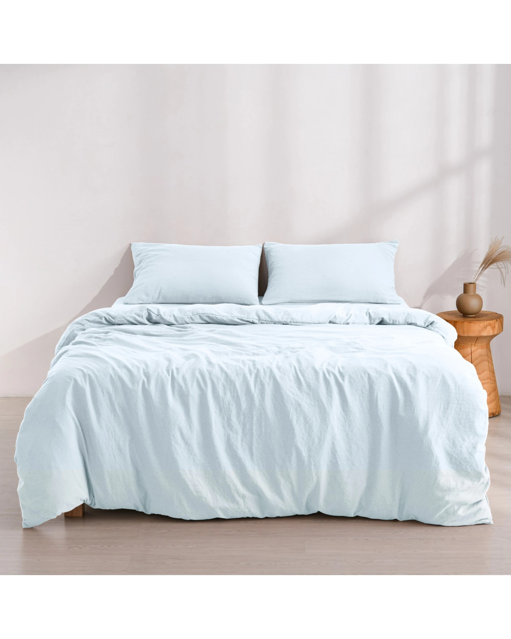1 Dreamaker Superfine Washed Microfibre Quilt Cover Set - Double Bed - Ice Blue, 1 of 7