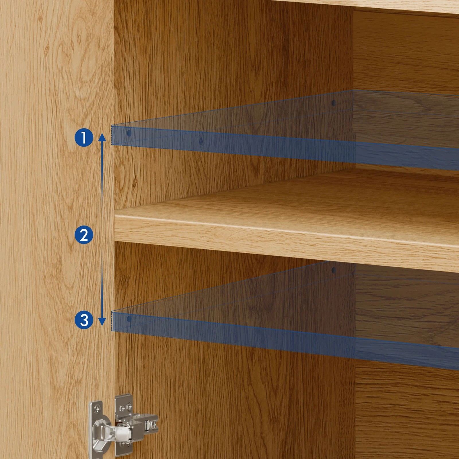 5 Alfordson Buffet Sideboard Cupboard Storage Cabinet Hallway Kitchen - Oak, 5 of 10