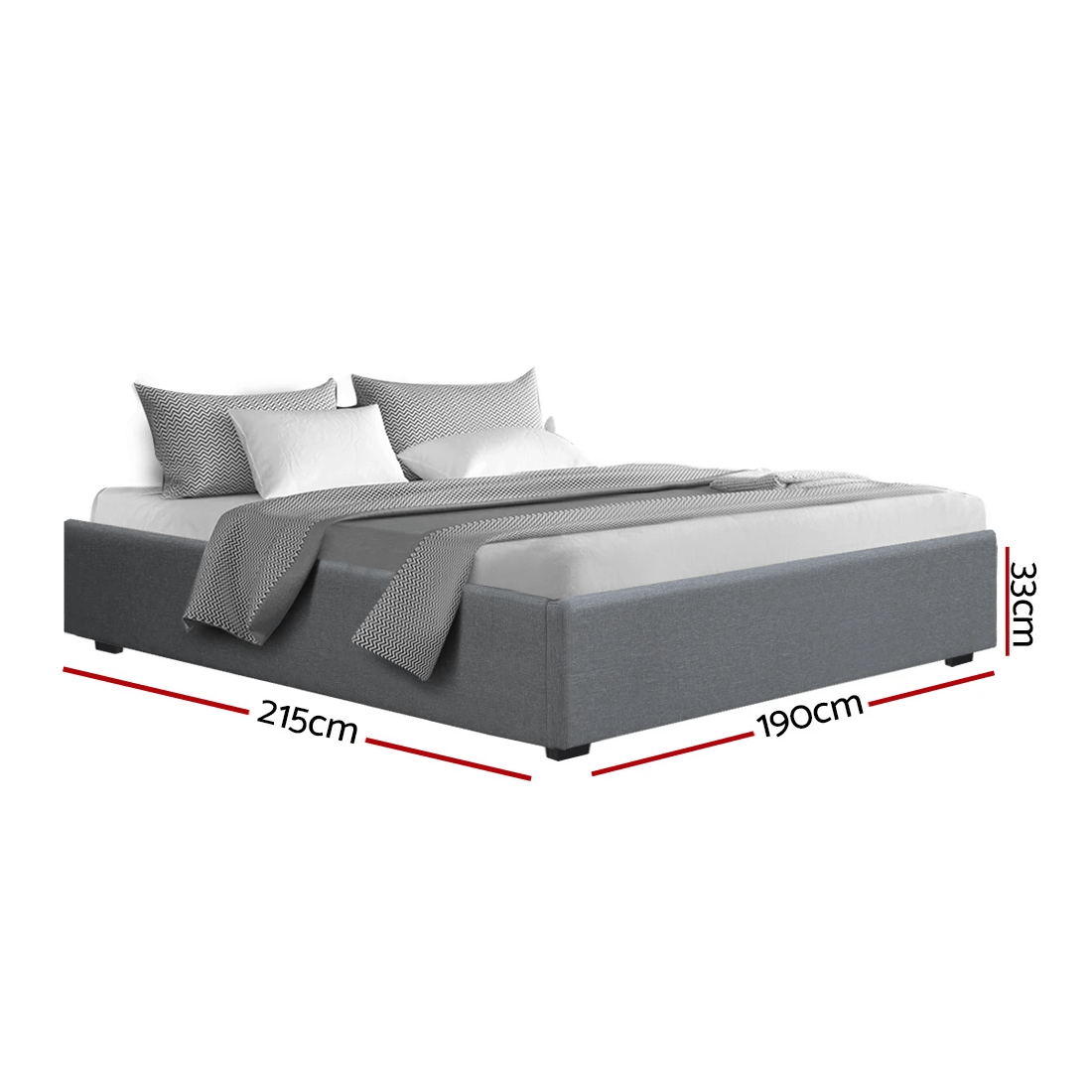 2 Artiss Bed Frame King Size Gas Lift Base TOKI - Grey, 2 of 8