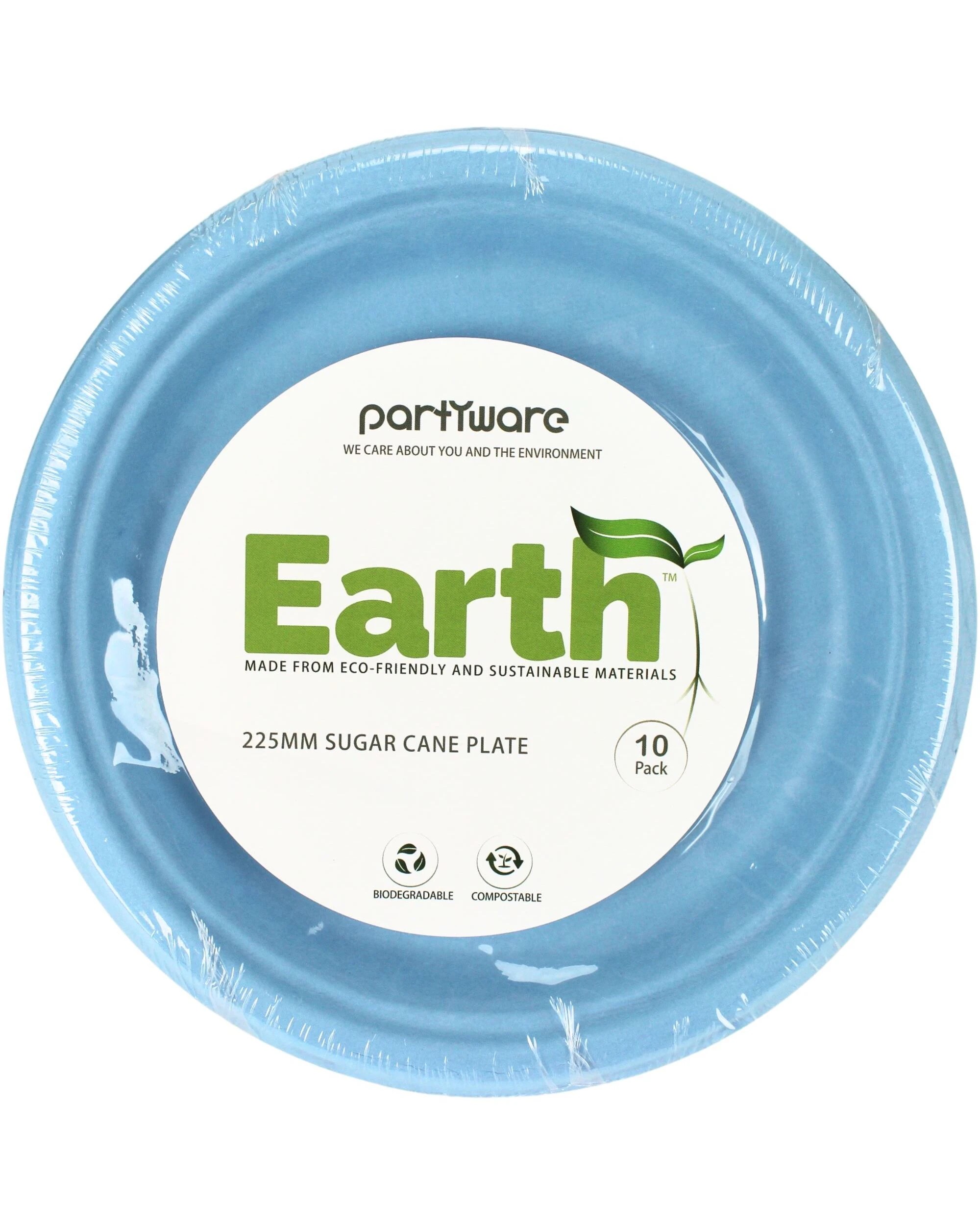2 Partyware Sugar Cane Large Plates 22.5cm Pack of 10 - Blue, 2 of 3