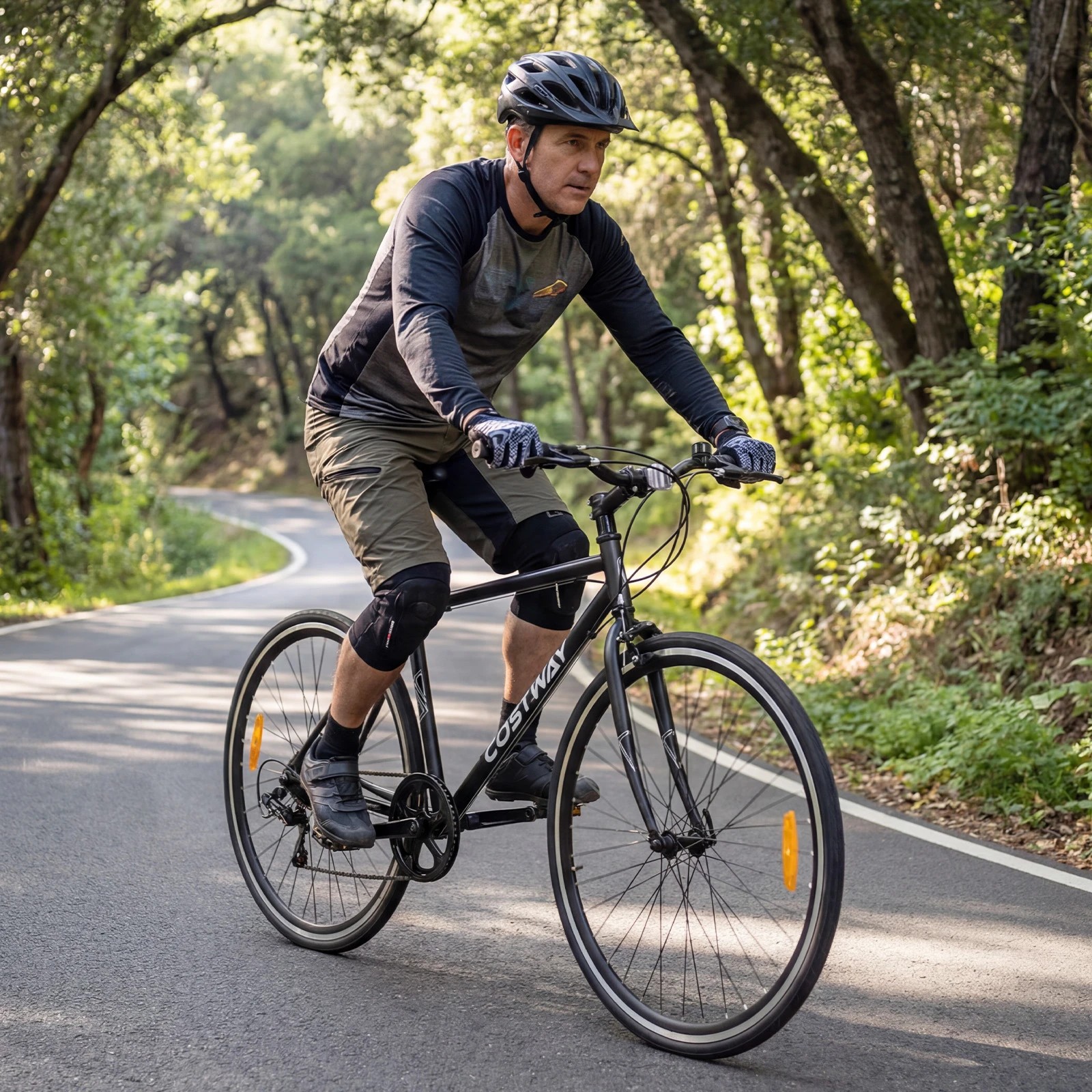 4 Costway 67cm Mountain Bike 6-Speed Outdoor Bicycle w/Dual Brake & All-terrain Rubber Wheels - Black, 4 of 5