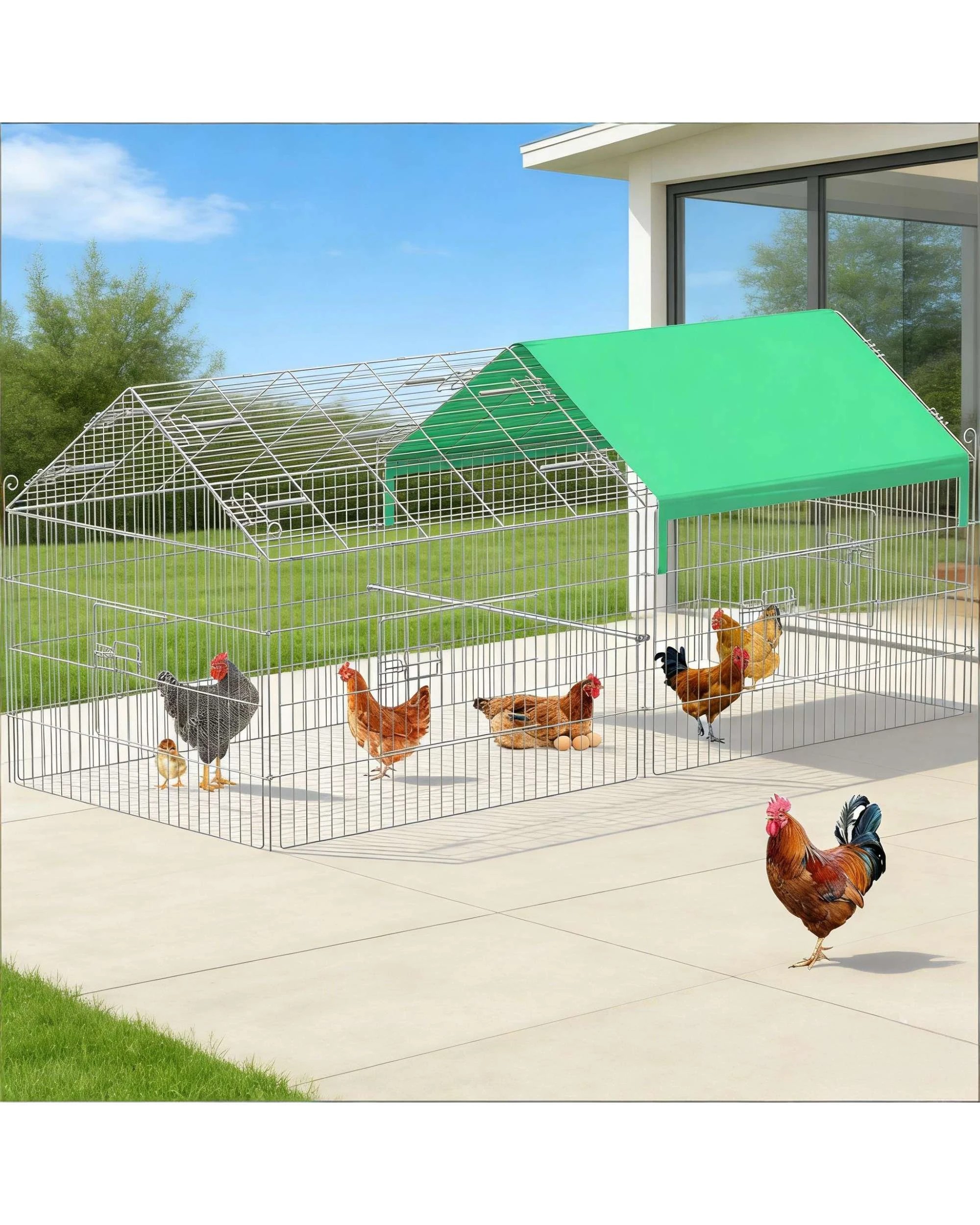 3 Advwin Chicken Coop Rabbit Hutch Chicken Run Cage, 3 of 8