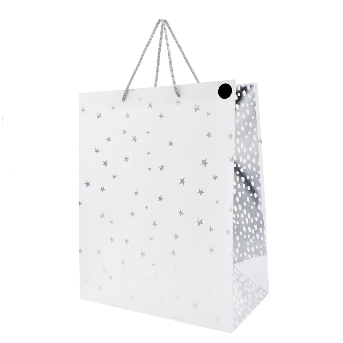 1 Hallmark White Silver Stars Gift Bag - Large, 1 of 3