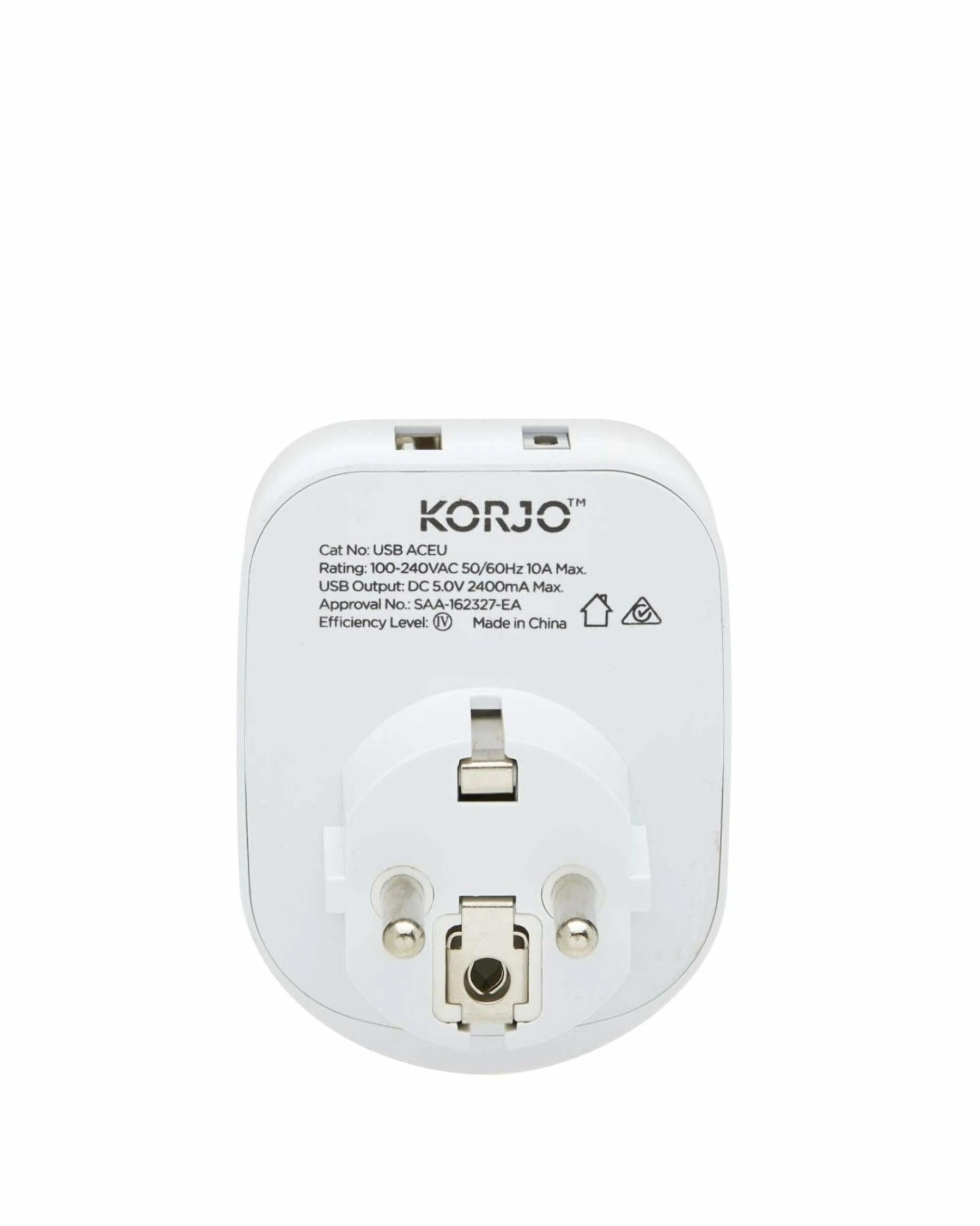 2 Korjo Travel Adaptor Plug with USB-C + USB-A - Aus to Europe - White, 2 of 5