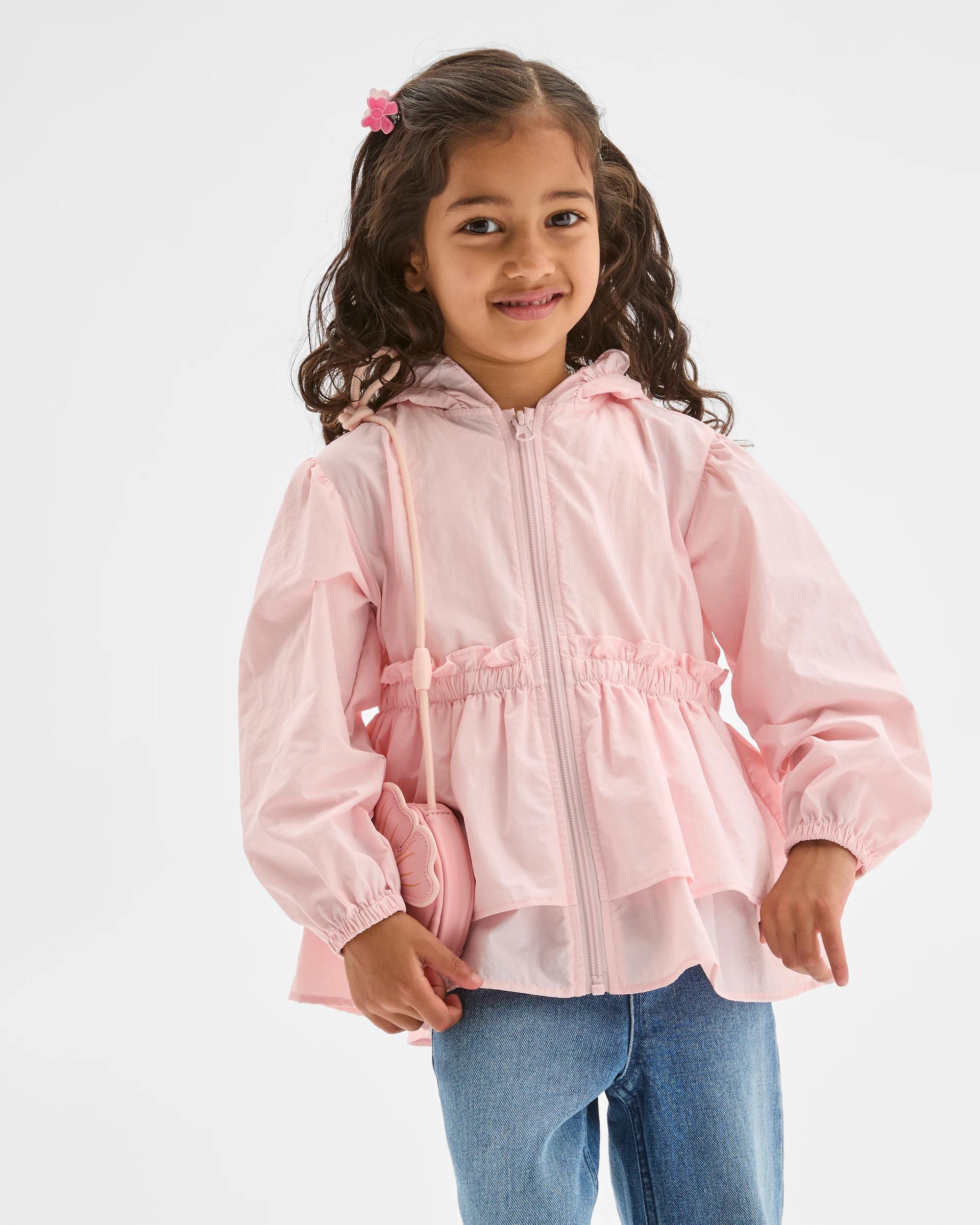 2 Target Kids Water Repellent Long Sleeve Frill Jacket PINK SOLID, 2 of 7