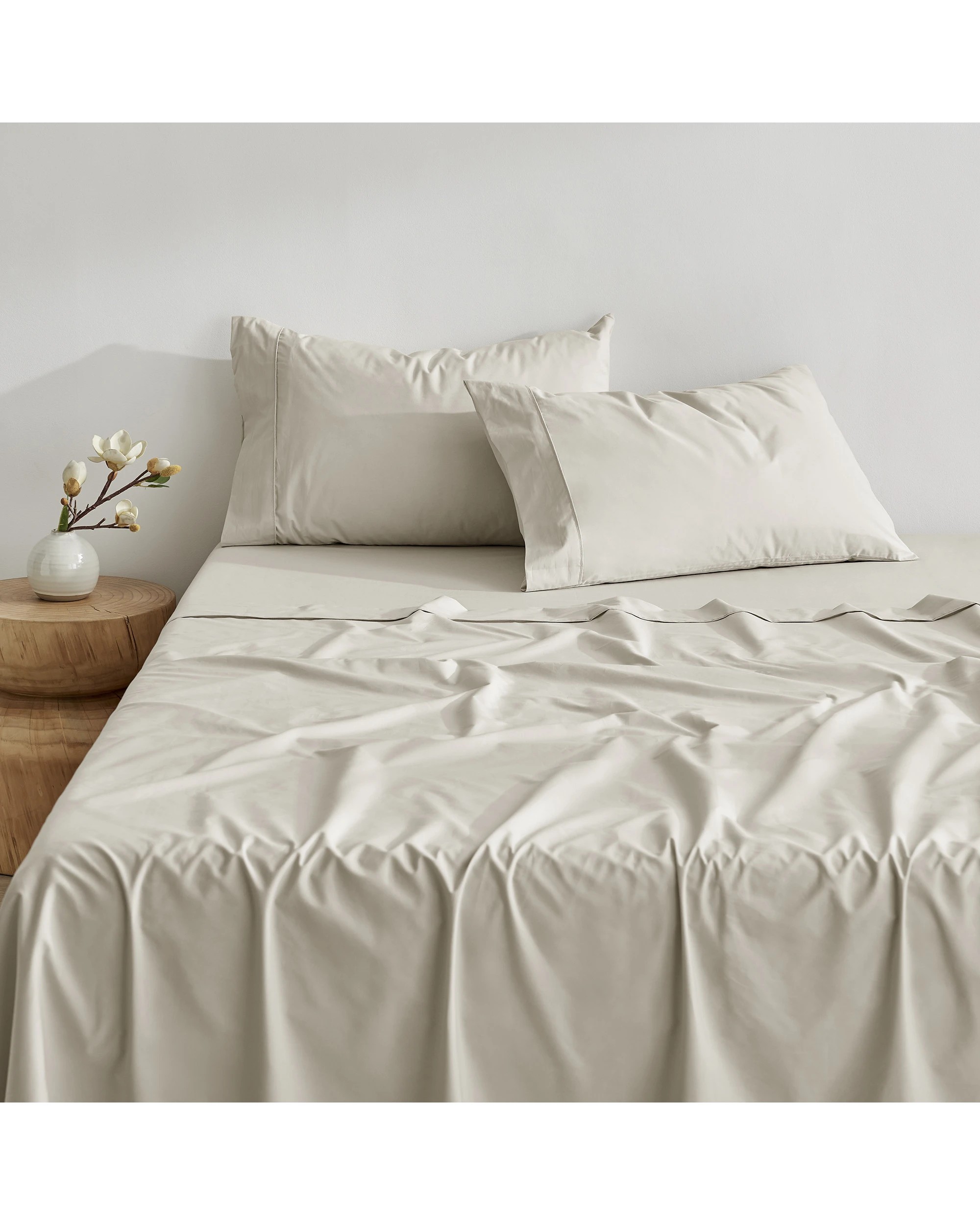 2 Dreamaker 300TC Cotton Percale Sheet Set - Double Bed - Oat, 2 of 8