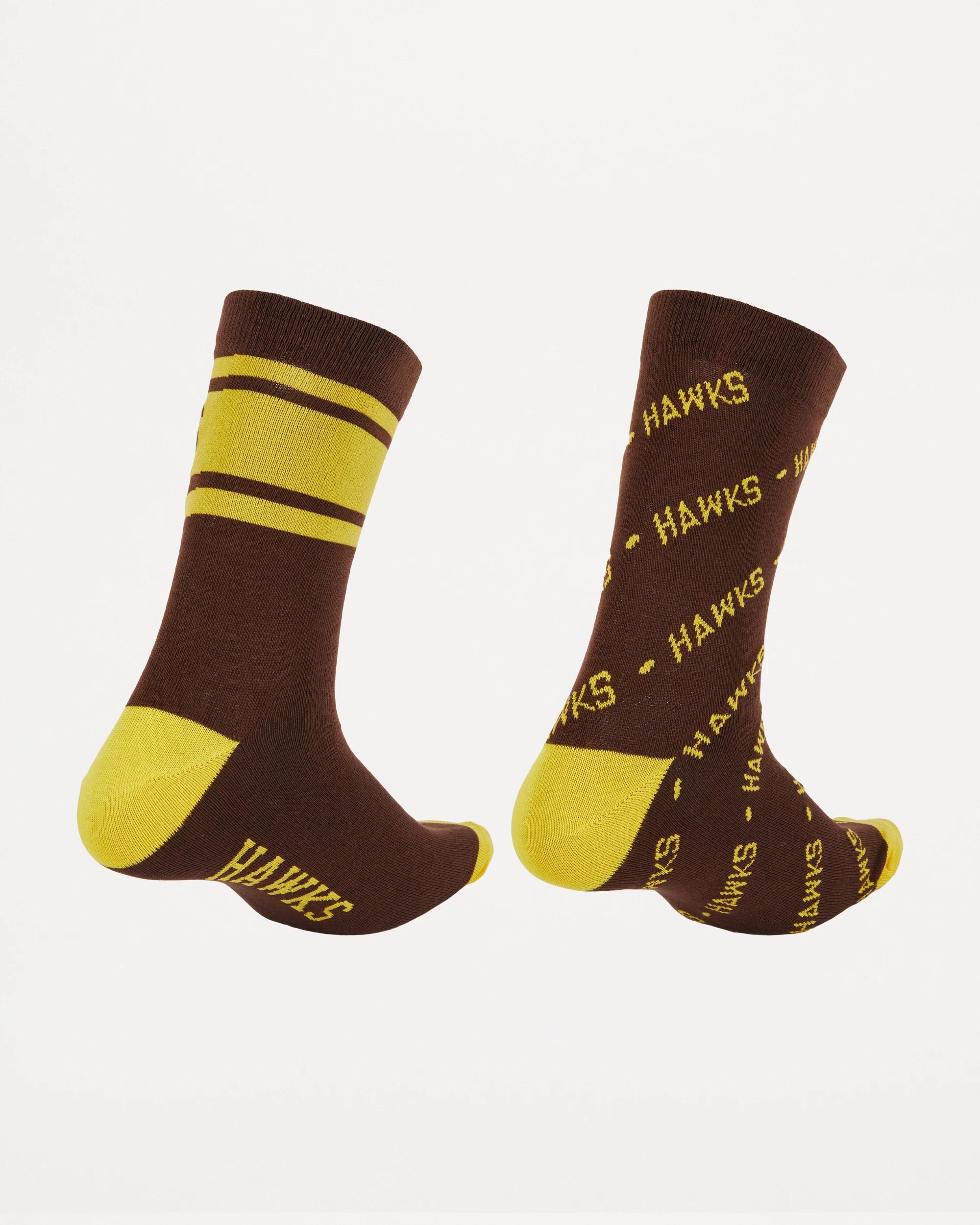 2 2 Pack Official AFL Adult Sock Set BROWN HAWTHORN, 2 of 3