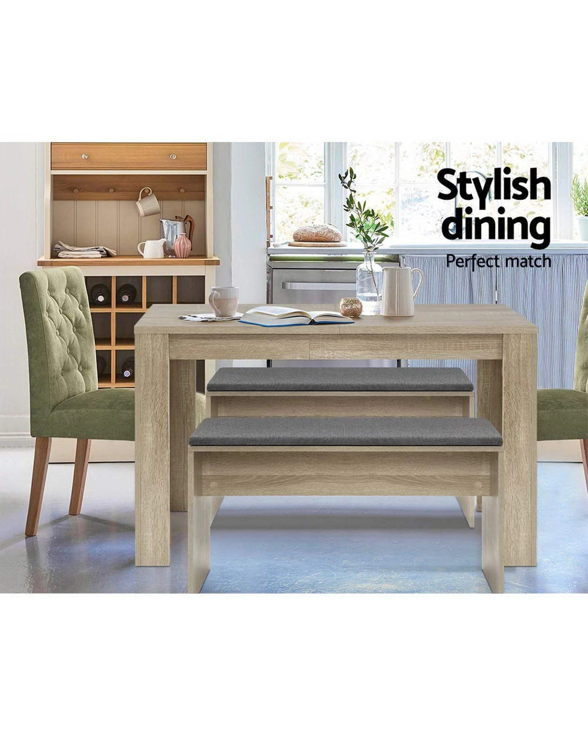 3 Artiss Dining Table Rectangular 4 Seater 120cm
 - Brown, 3 of 3