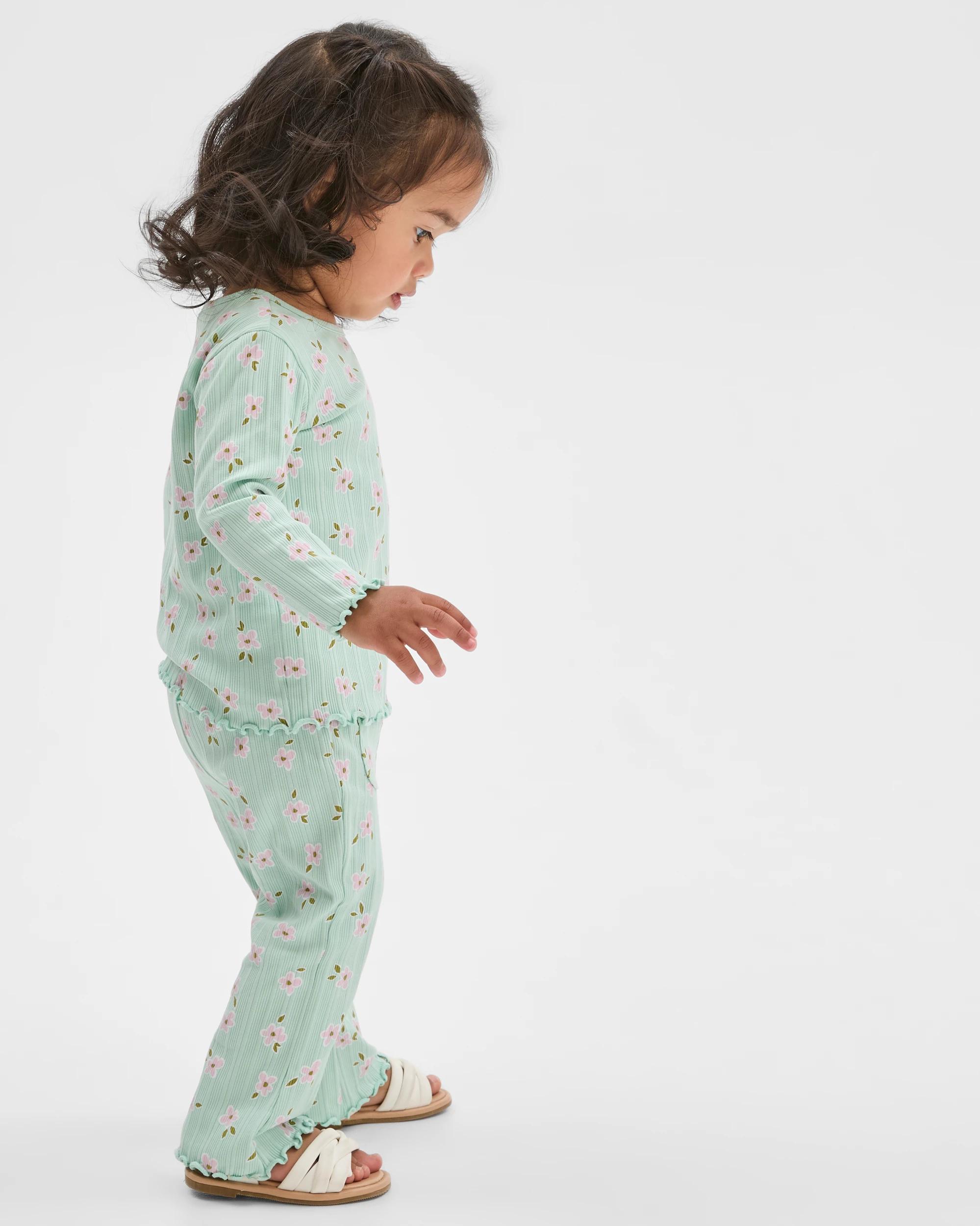 3 Target Baby Organic Cotton Ribbed Pocket Front Flare Leggings GREEN DAISY, 3 of 5