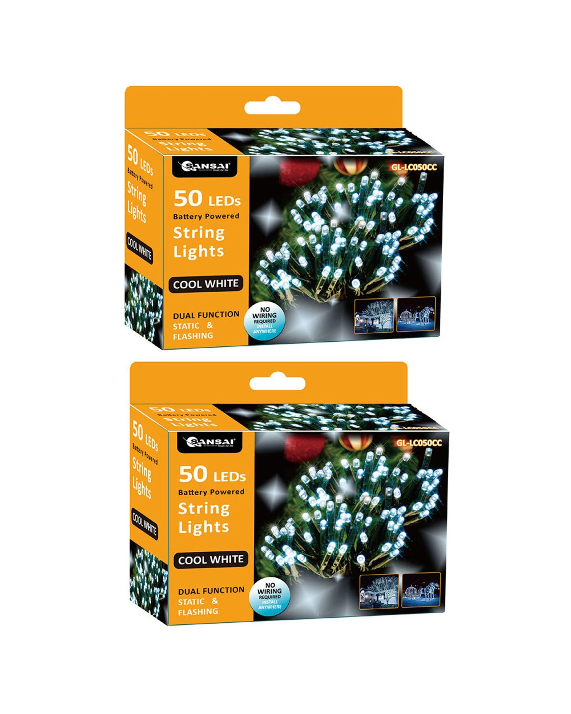 1 Sansai 2x 50 LED Battery Lumini Decorative Christmas String Lights Cool - White, 1 of 3
