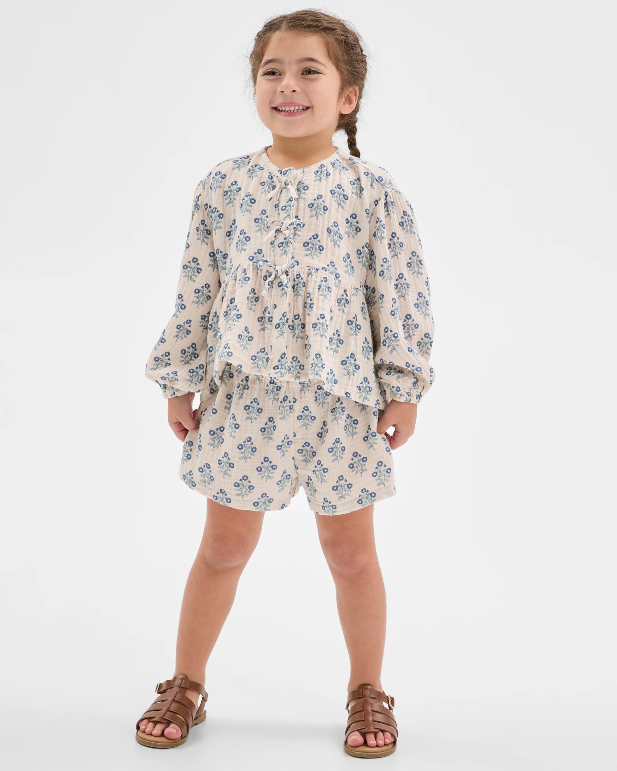 1 Target Kids Woven Top and Shorts 2 Piece Set BLUE STAMP, 1 of 7