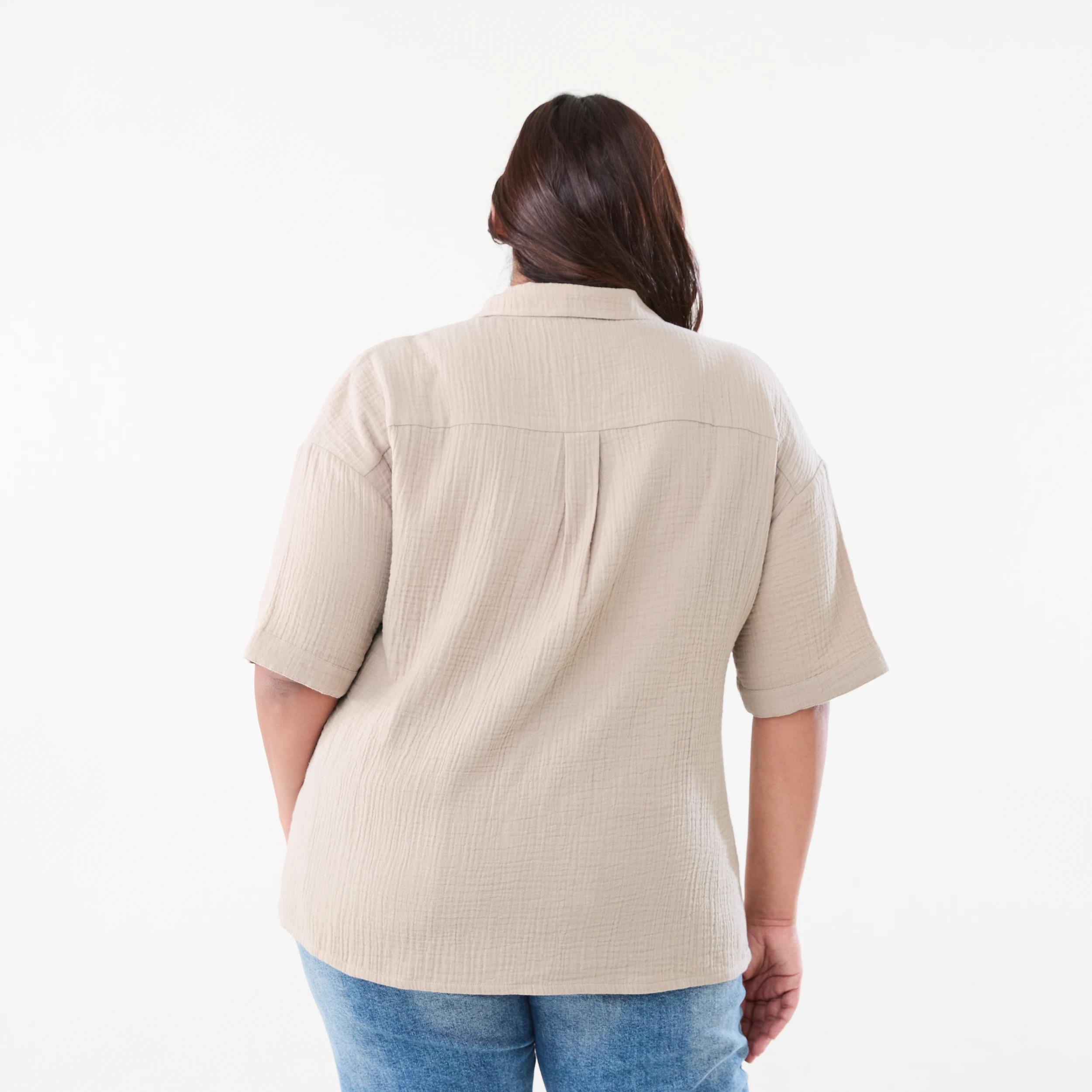 3 Curve Short Sleeve Double Cloth Shirt Grey Taupe, 3 of 6