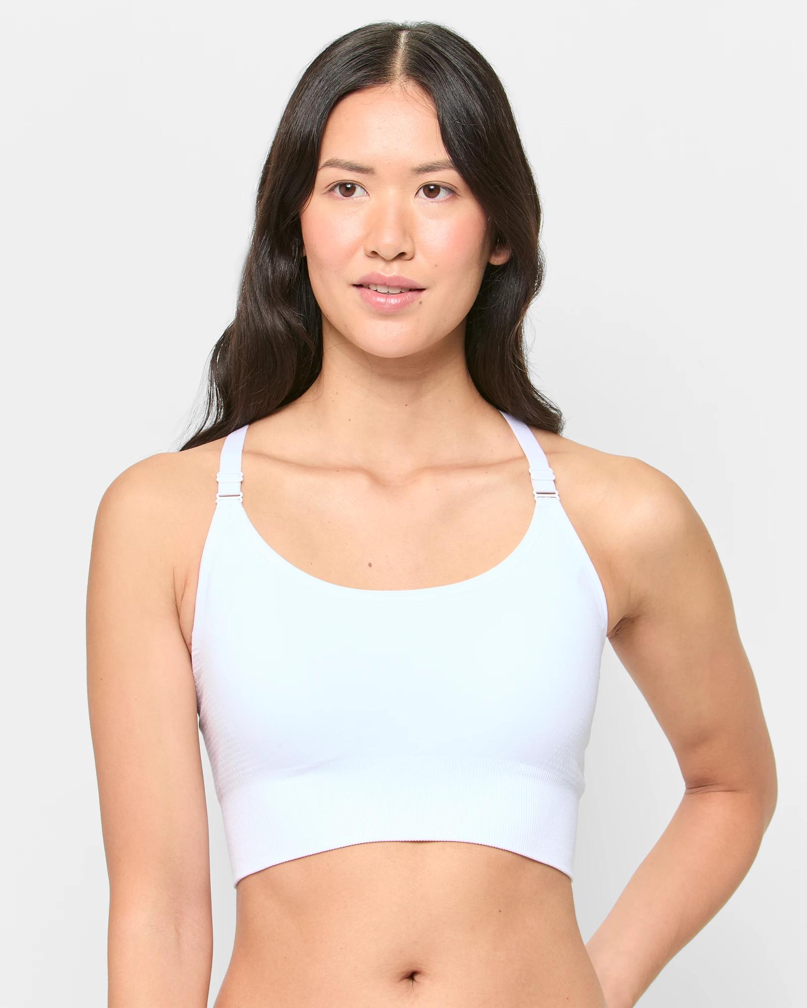 1 Target Medium Impact Seamfree Racer Sports Crop Top WHITE, 1 of 3