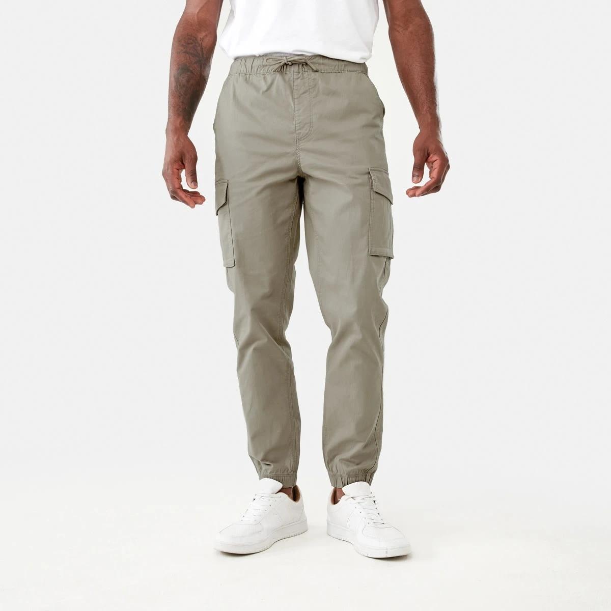 1 Elastic Waist and Cuffed Cargo Pants ALUMINIUM, 1 of 7