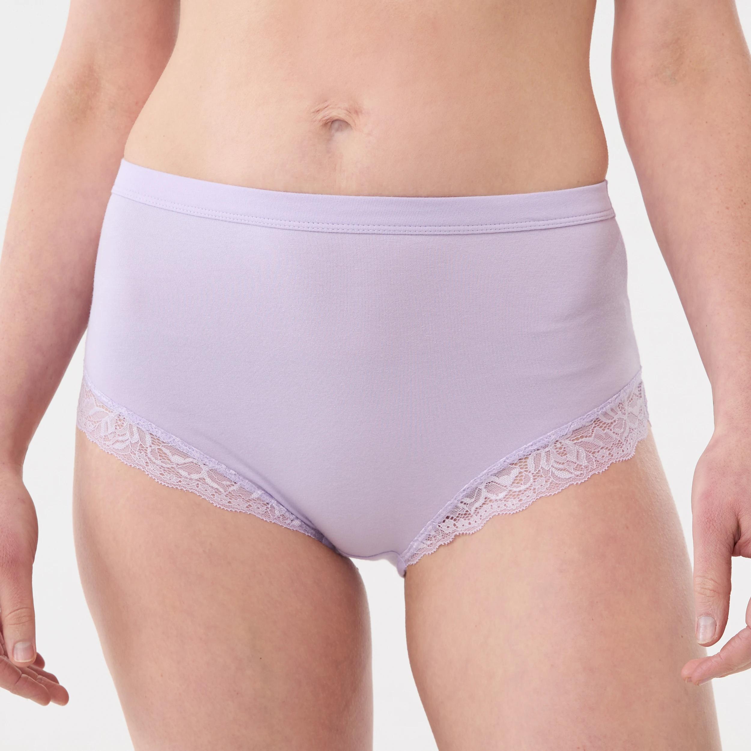 5 3 Pack Lace Trim Cotton Full Briefs BRIGHT LAVENDER, CLOUD DANCER, DEEP NAVY, 5 of 8