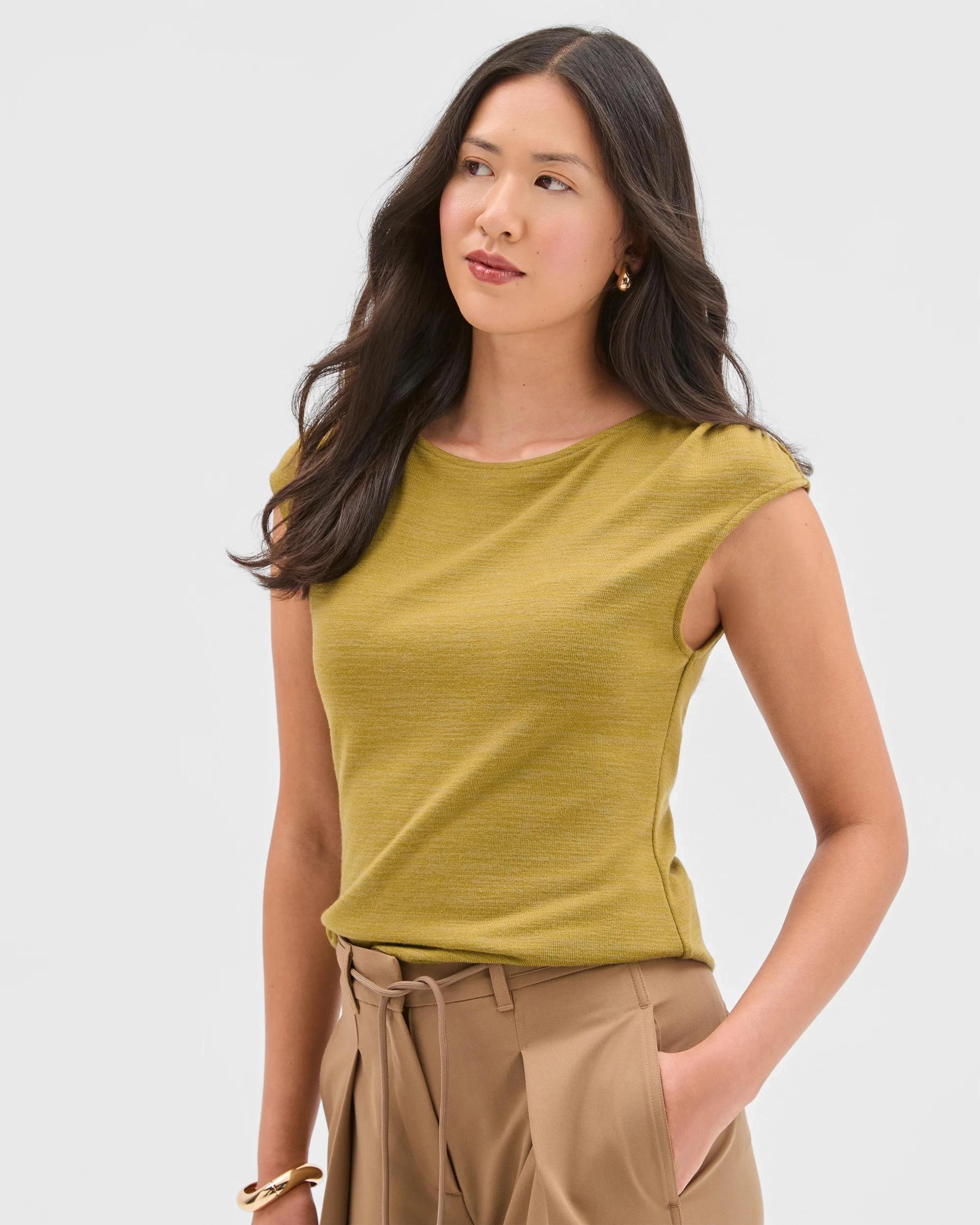 3 Preview Sleeveless Drape Tank Top OLIVE GREEN, 3 of 6