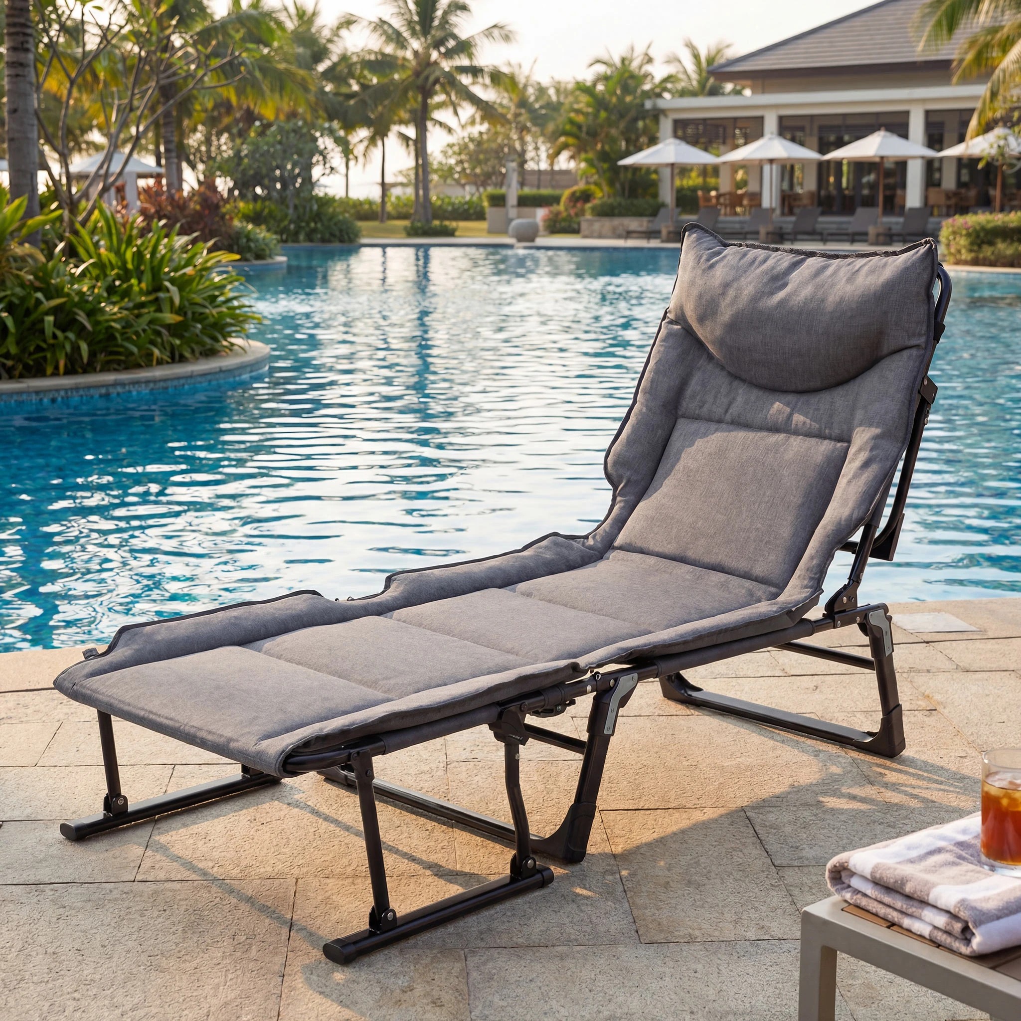 3 Costway 3 in 1 Folding Camping Cot Lounge Sleeper Bed Sofa Chair w/6-Position Adjustable, 3 of 3