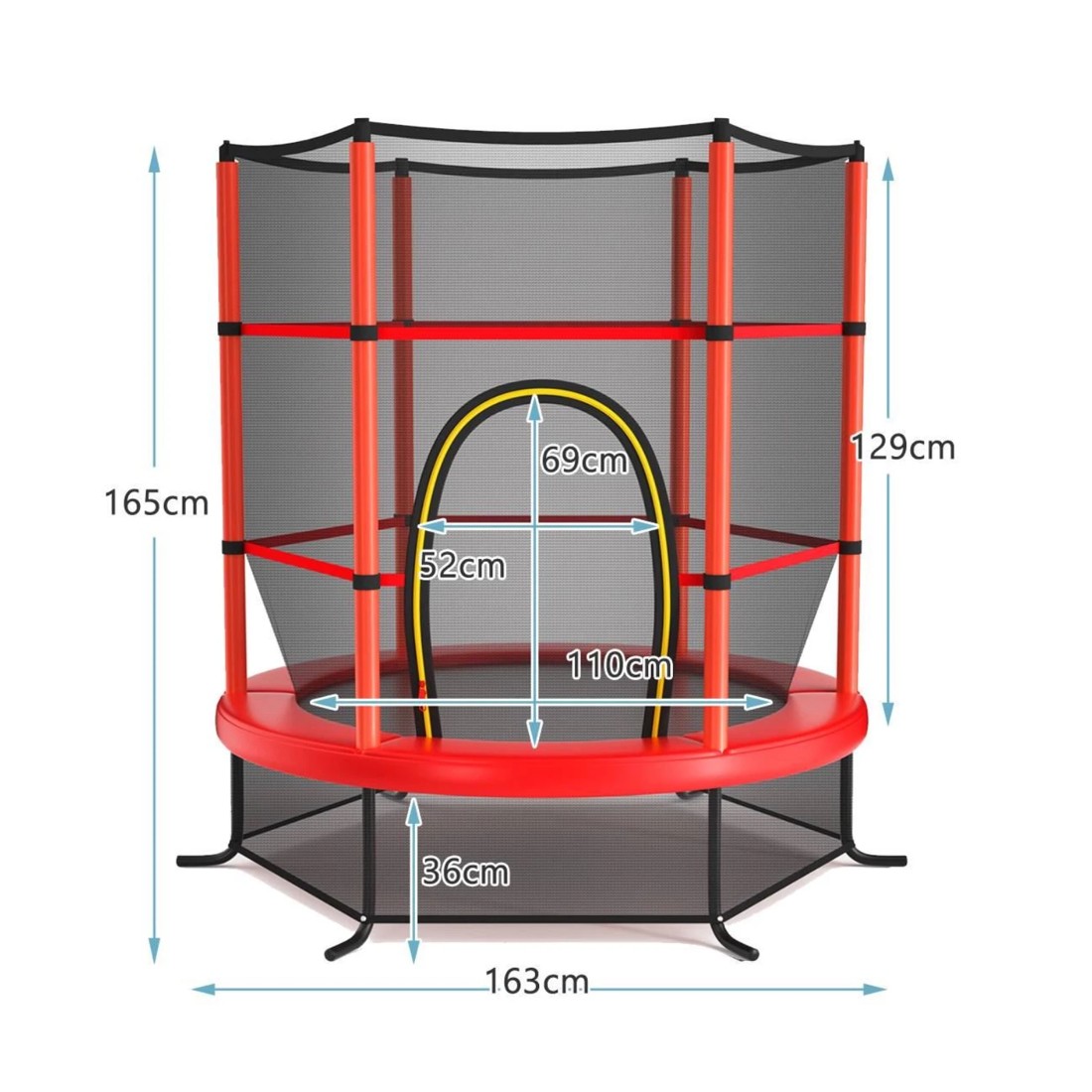 2 Costway Kids Trampoline Bouncer Jumping Trampolines w/Enclosure Net Gift Red, 2 of 2