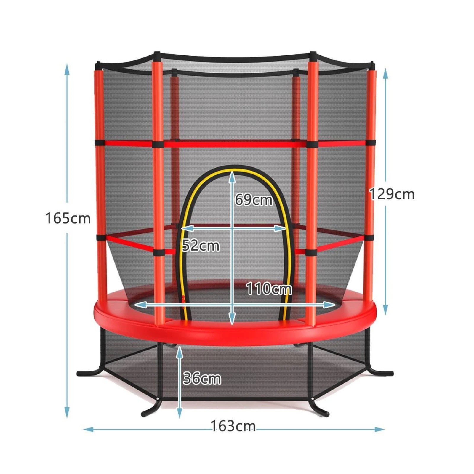 2 Costway Kids Trampoline Bouncer Jumping Trampolines w/Enclosure Net Gift Red, 2 of 2