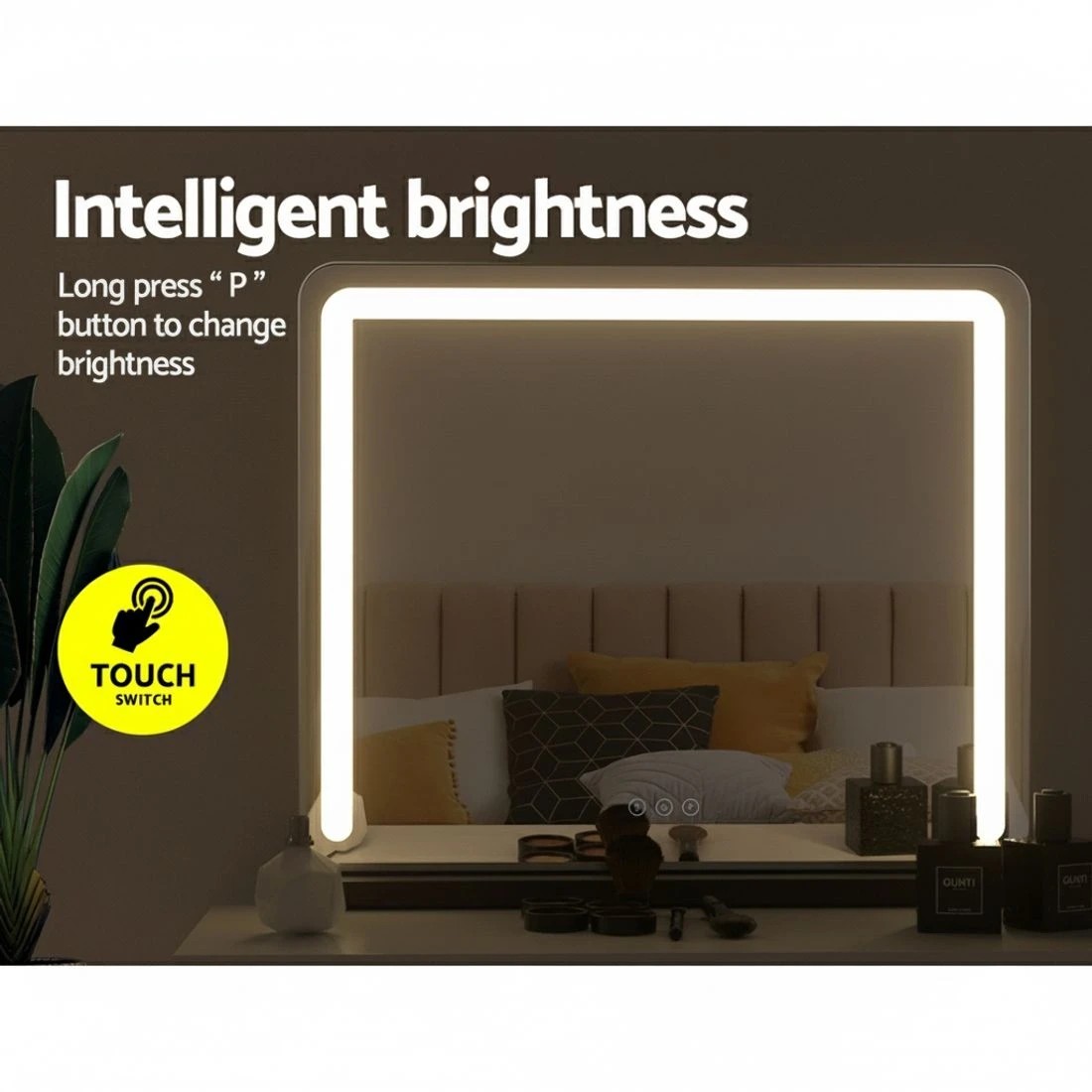 6 Embellir Makeup Mirror 60x50cm Hollywood Vanity with LED Light Tabletop - Black, 6 of 6