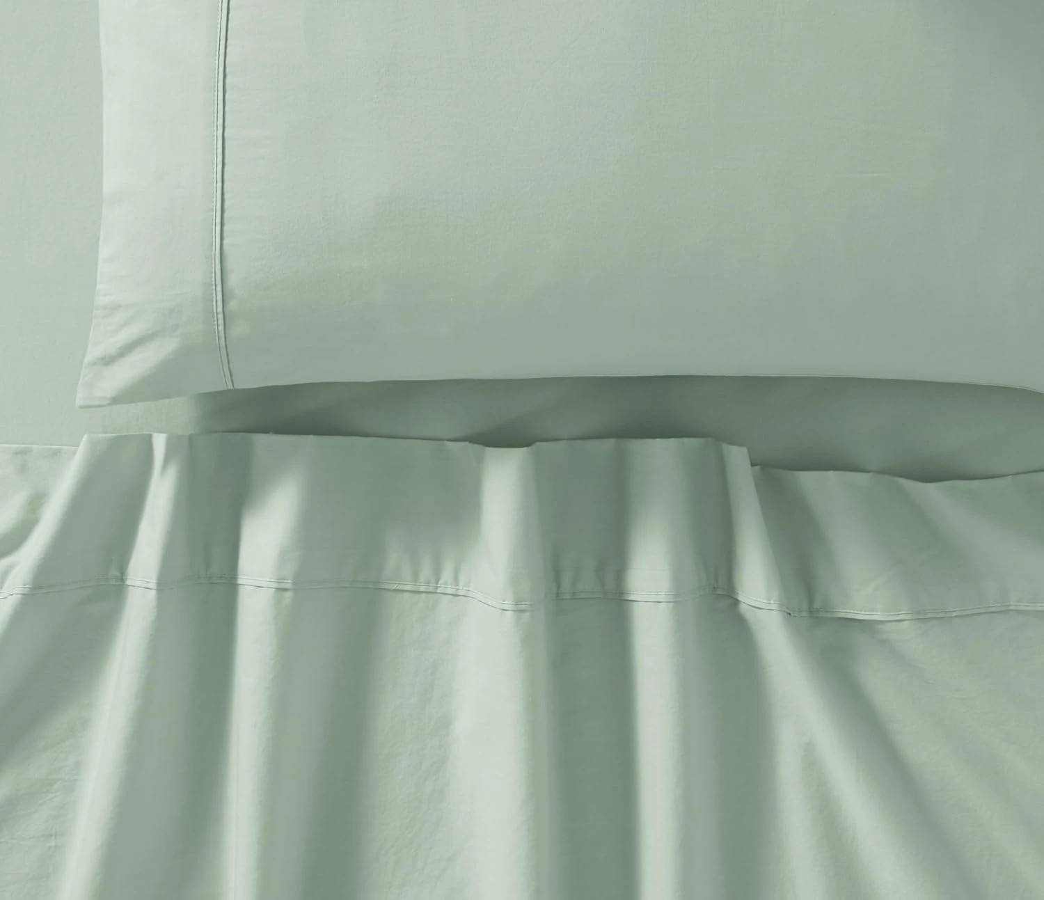 3 Gioia Casa Vintage Washed Cotton Sheet Set Soft Breathable - Queen Bed - Sage, 3 of 5