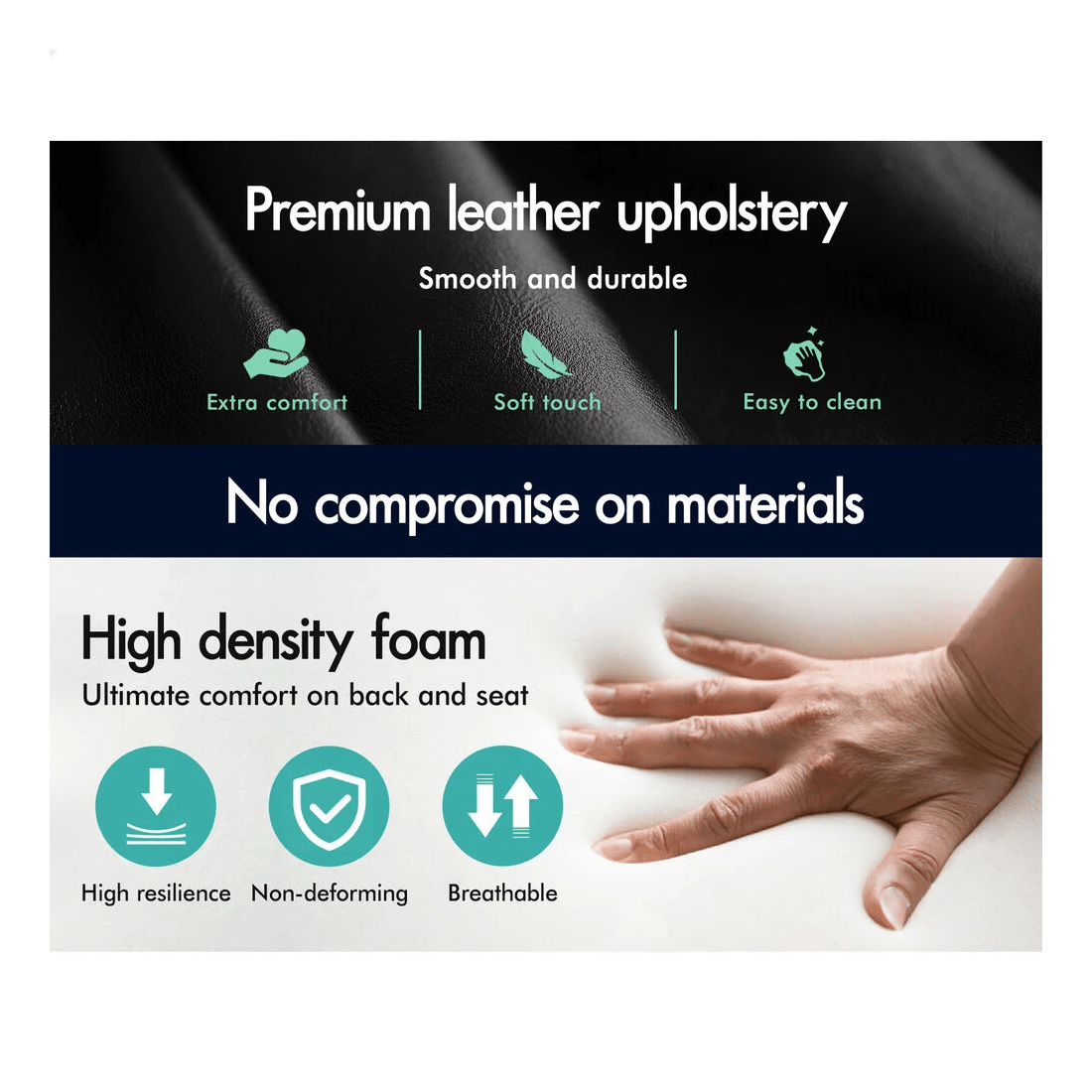 9 Alfordson Office Chair Computer Executive Seat Work Ottoman PU Leather - Black, 9 of 10