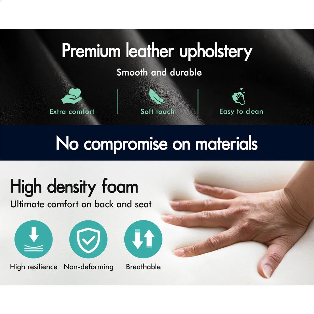 9 Alfordson Office Chair Computer Executive Seat Work Ottoman PU Leather - Black, 9 of 10