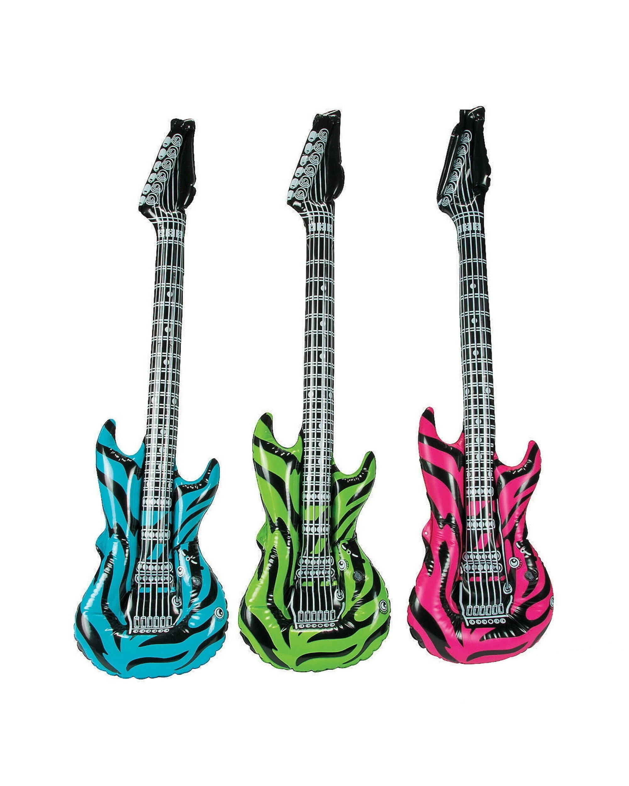 1 Partyrama Inflatable Neon Zebra Print Rock Guitars Pack of 6, 1 of 2