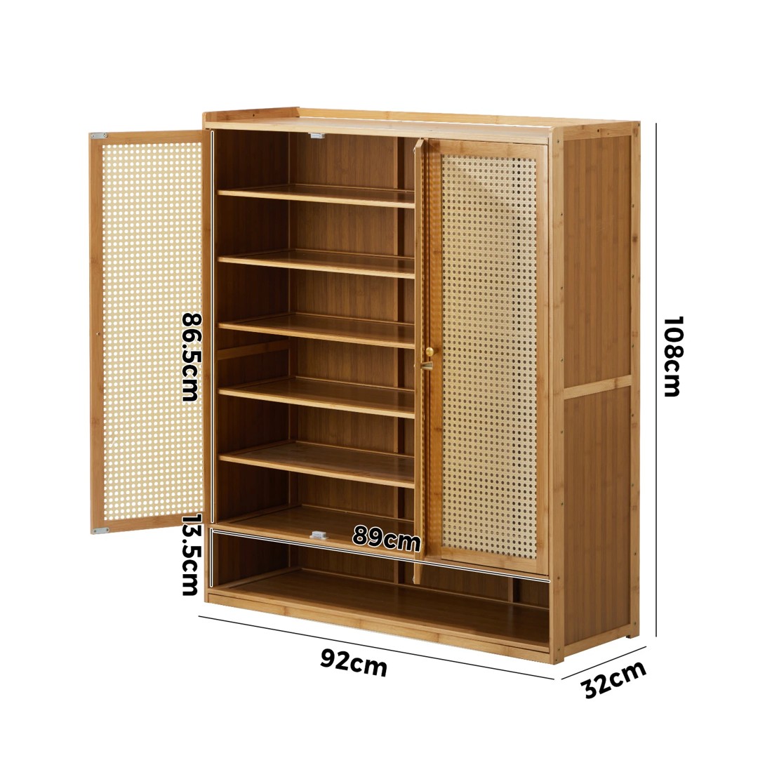 8 Oikiture Shoe Storage Cabinet Shoes Rack Organiser 7 Tier Shelf Rattan
 - Natural, 8 of 8