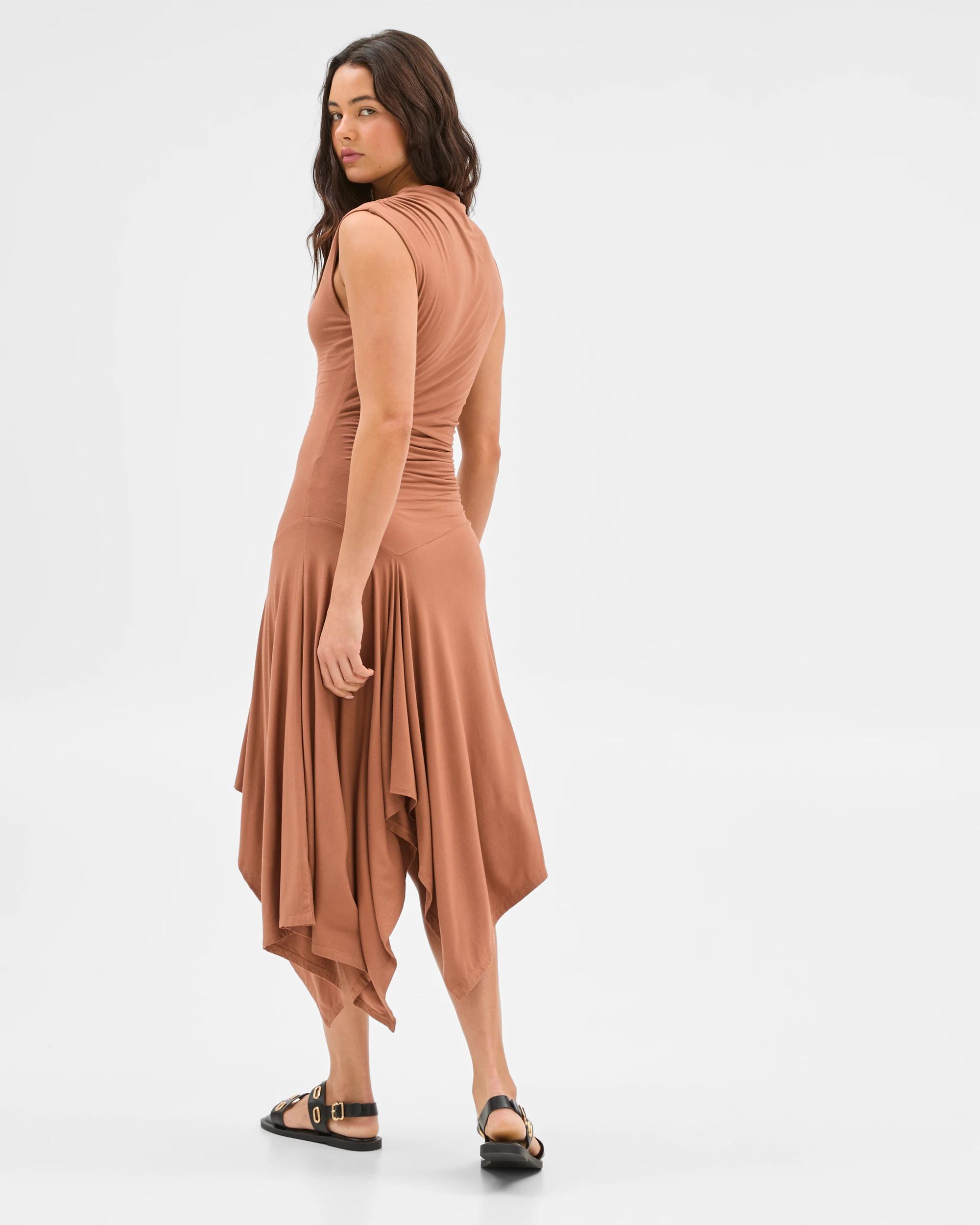 4 Drape Hanky Hem Midi Dress - Lily Loves CAROB, 4 of 7